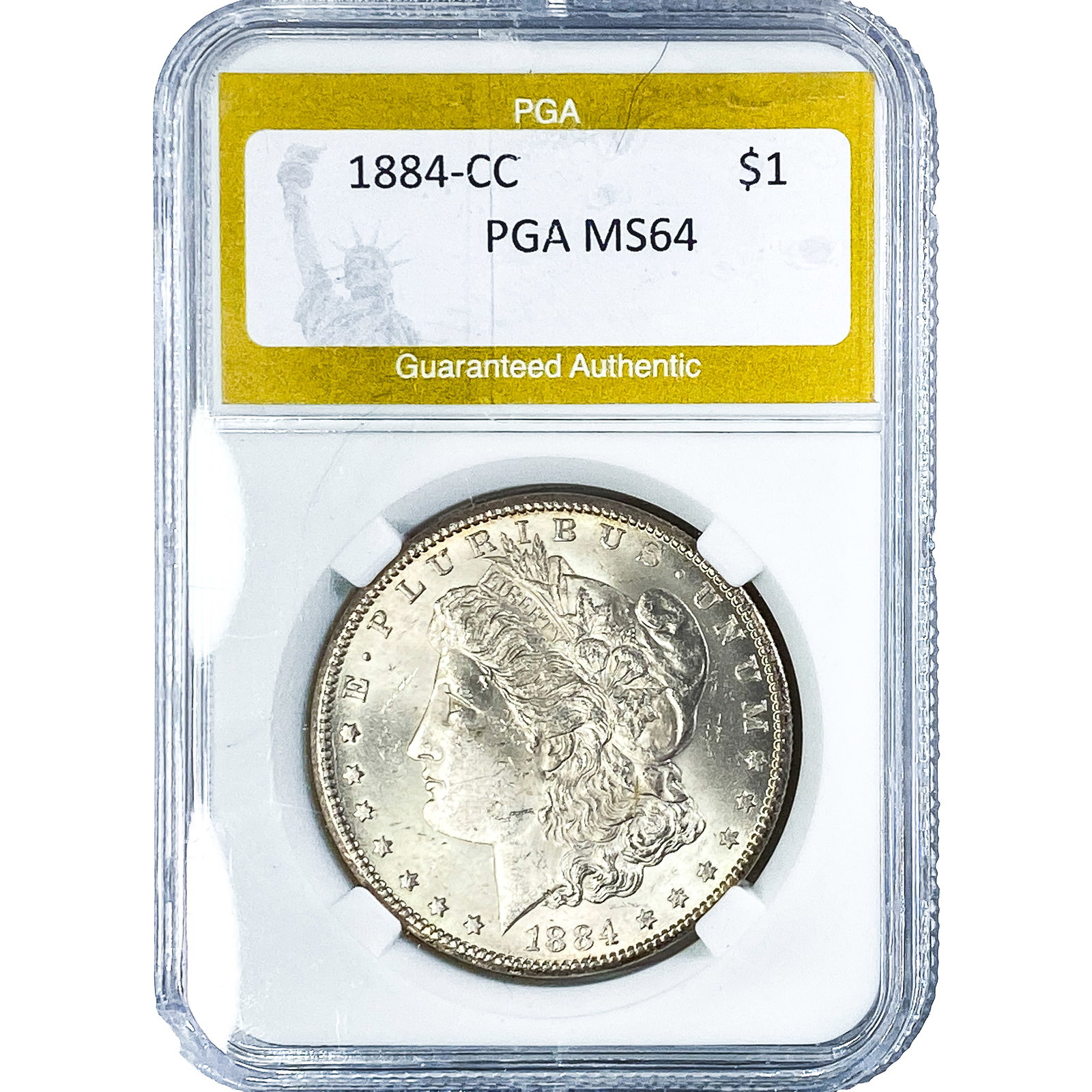 1884-CC Morgan Silver Dollar PGA MS64: 1884-CC Morgan Silver Dollar PGA MS64