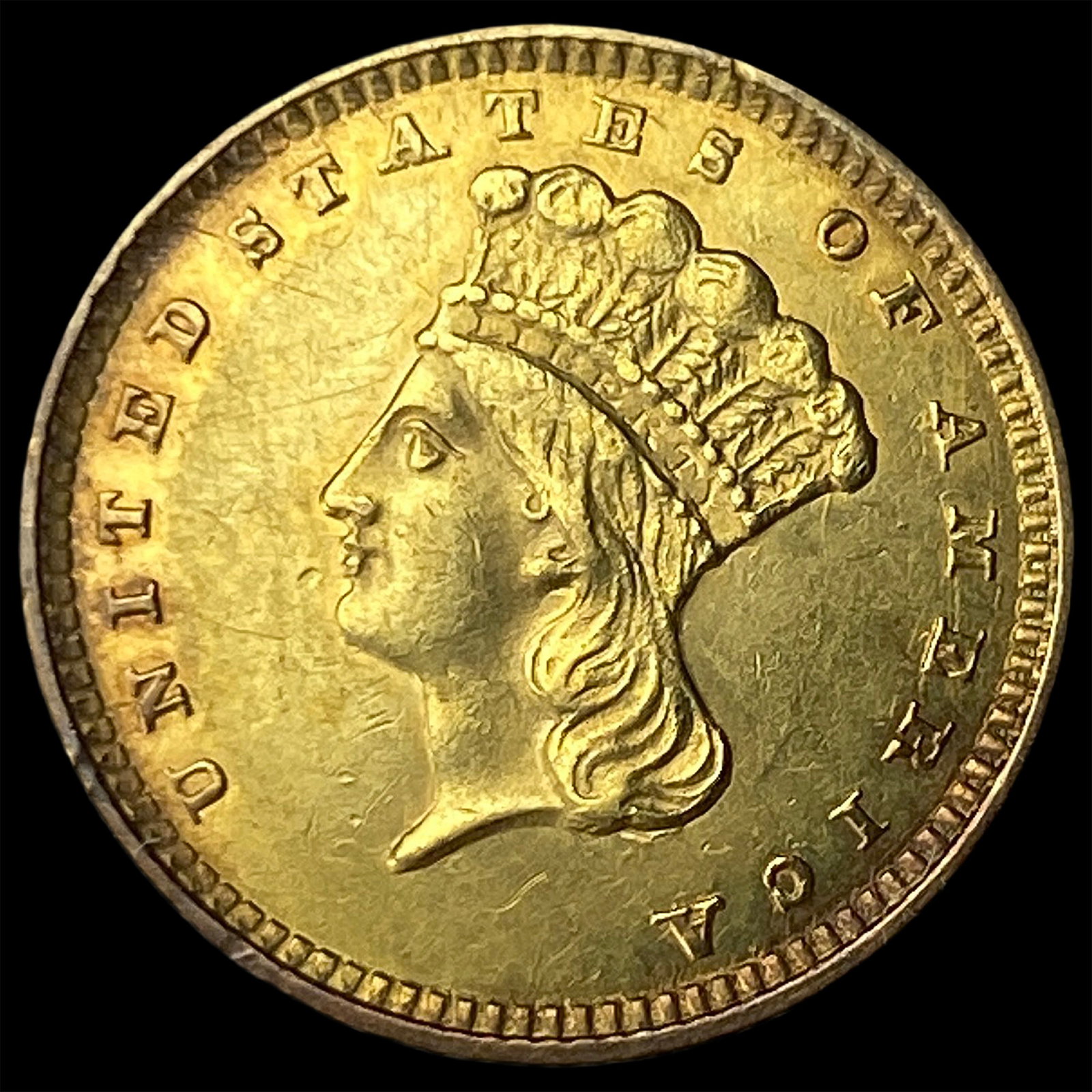 1857 Gold $1 Indian Head Type 3 CHOICE AU: 1857 Gold $1 Indian Head Type 3 CHOICE AU