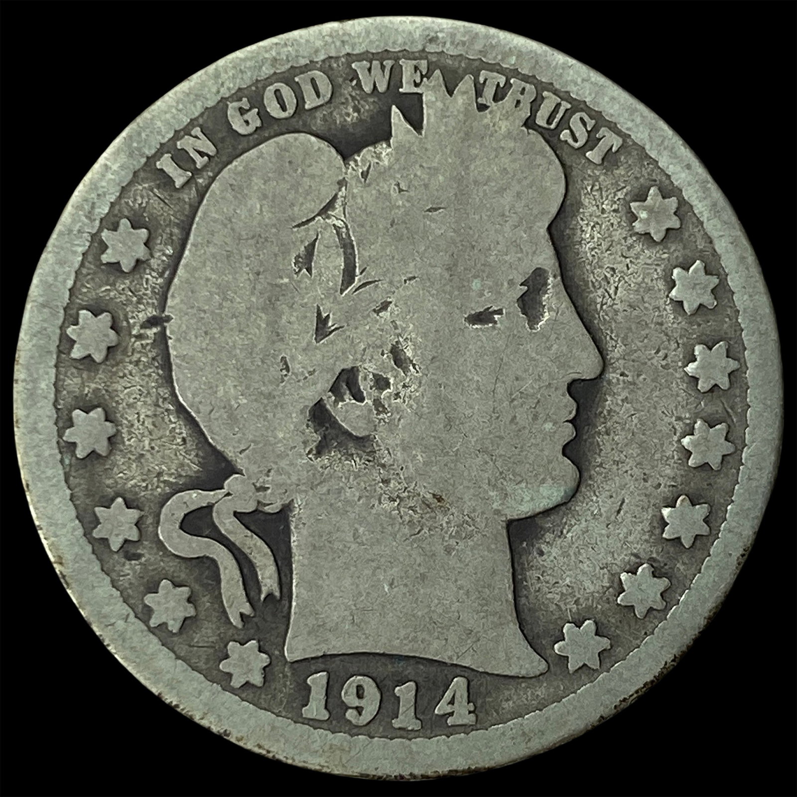 1914 Silver Barber Half Dollar NICELY CIRCULATED: 1914 Silver Barber Half Dollar NICELY CIRCULATED