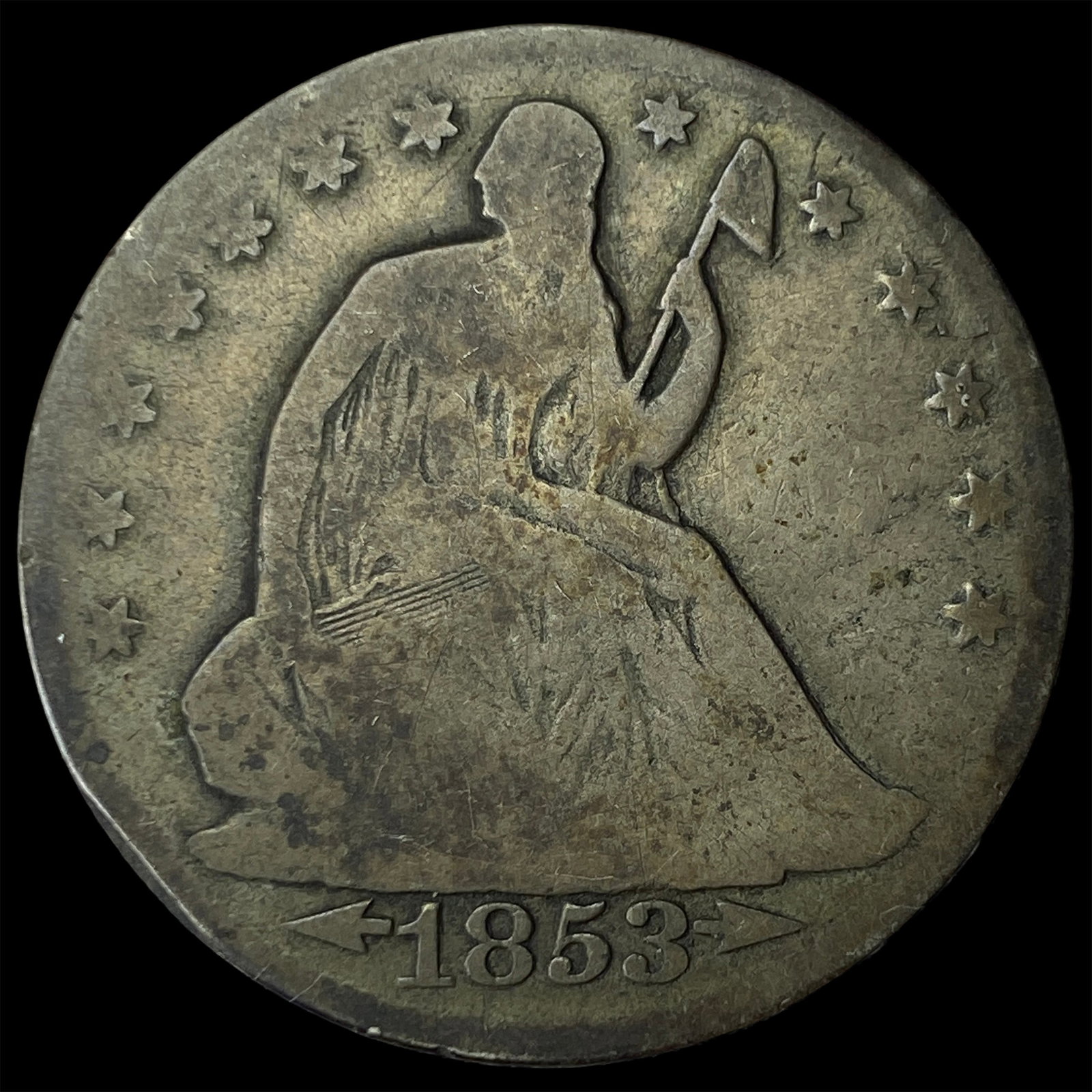 1853-O Arrows/Rays Seated Liberty Half Dollar NICELY CIRCULATED