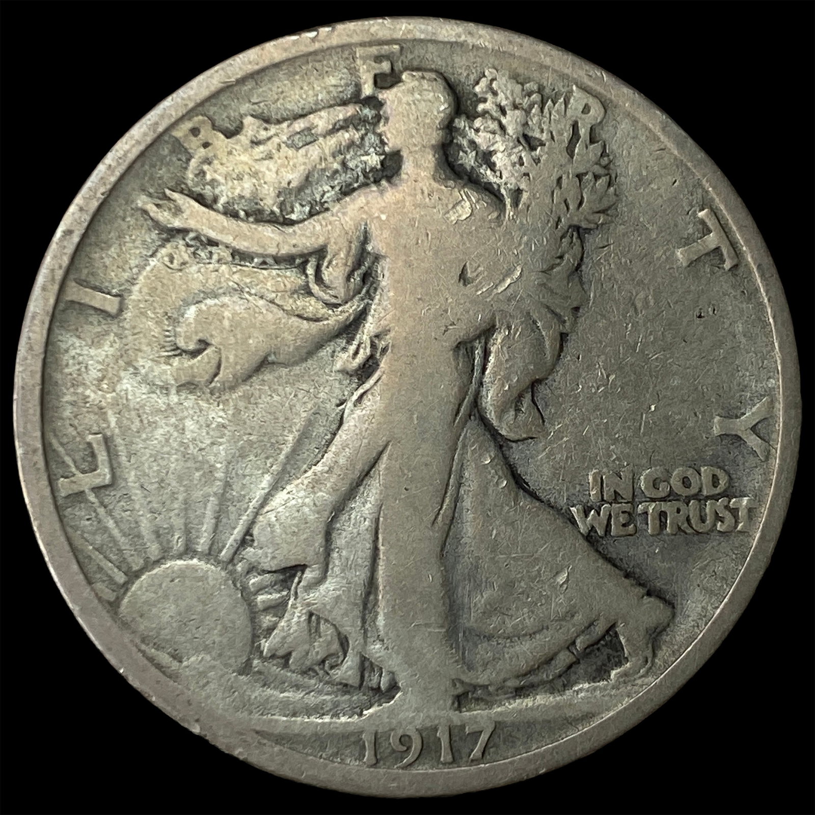 1917-D Silver Walking Liberty Half Dollar LIGHTLY CIRCULATED: 1917-D Silver Walking Liberty Half Dollar LIGHTLY CIRCULATED
