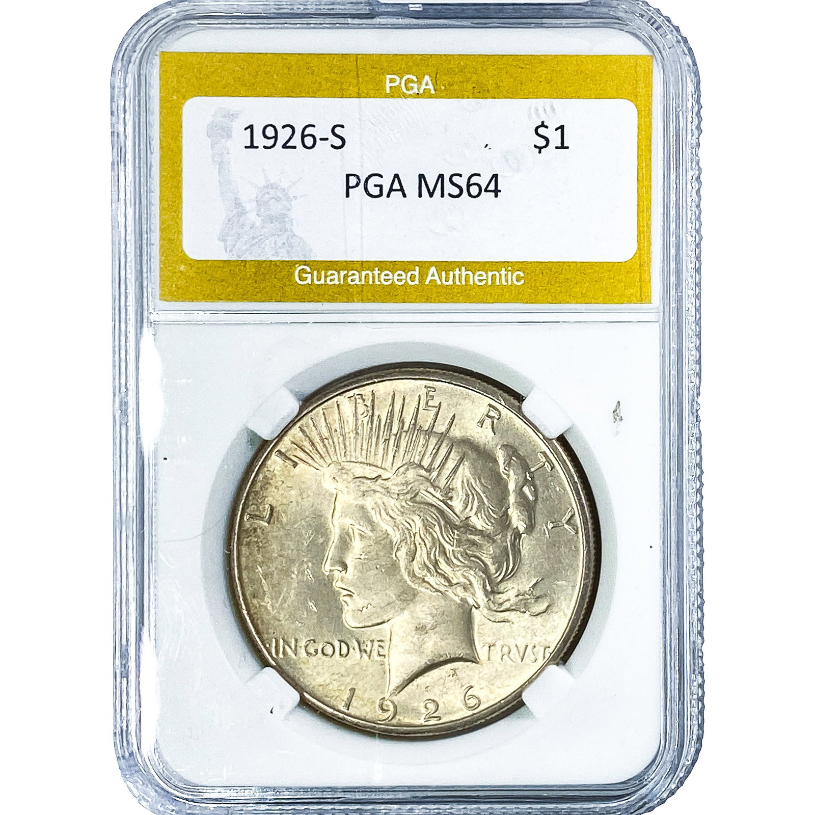 1926-S Silver Peace Dollar PGA MS64: 1926-S Silver Peace Dollar PGA MS64