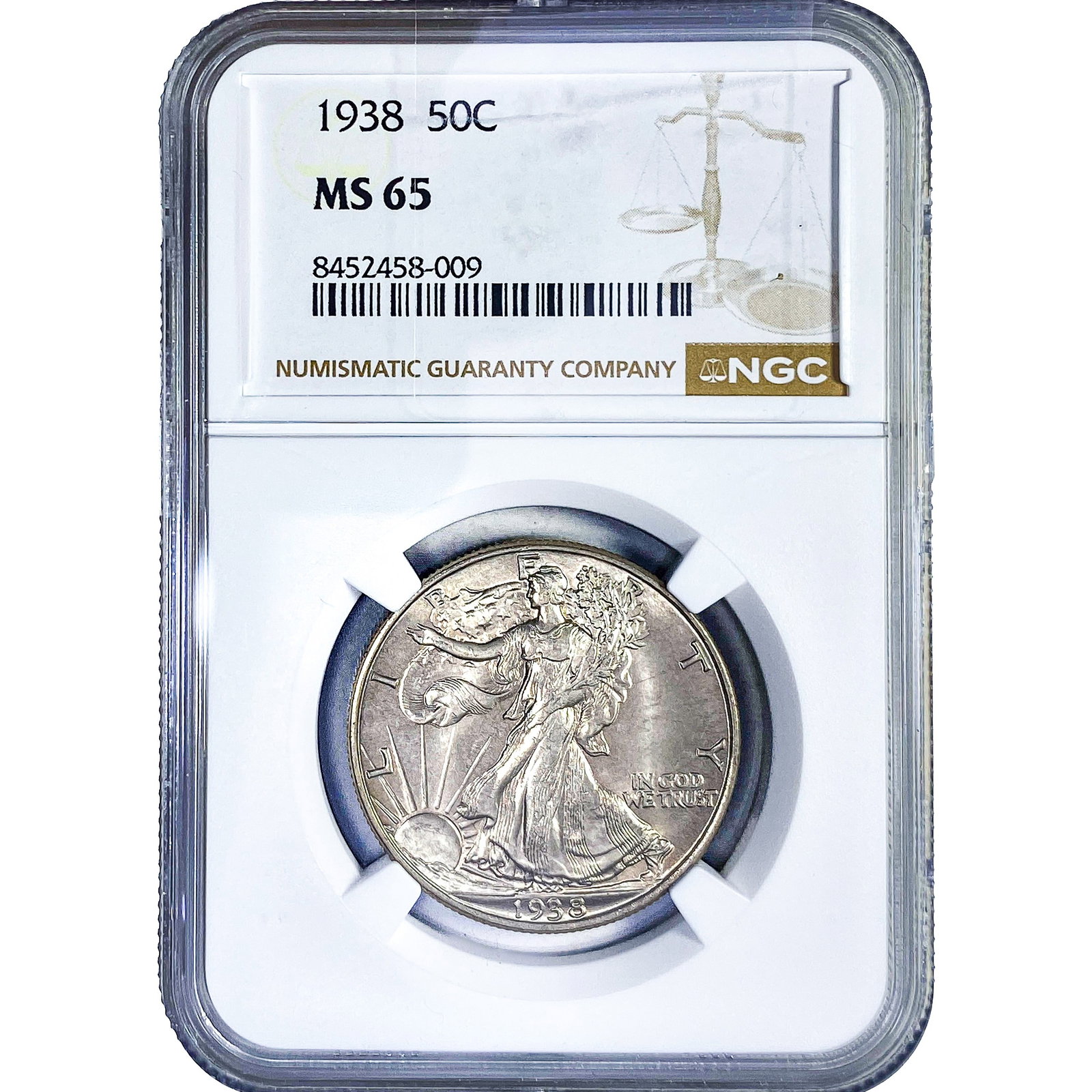 1938 Walking Liberty Half Dollar NGC MS65: 1938 Walking Liberty Half Dollar NGC MS65