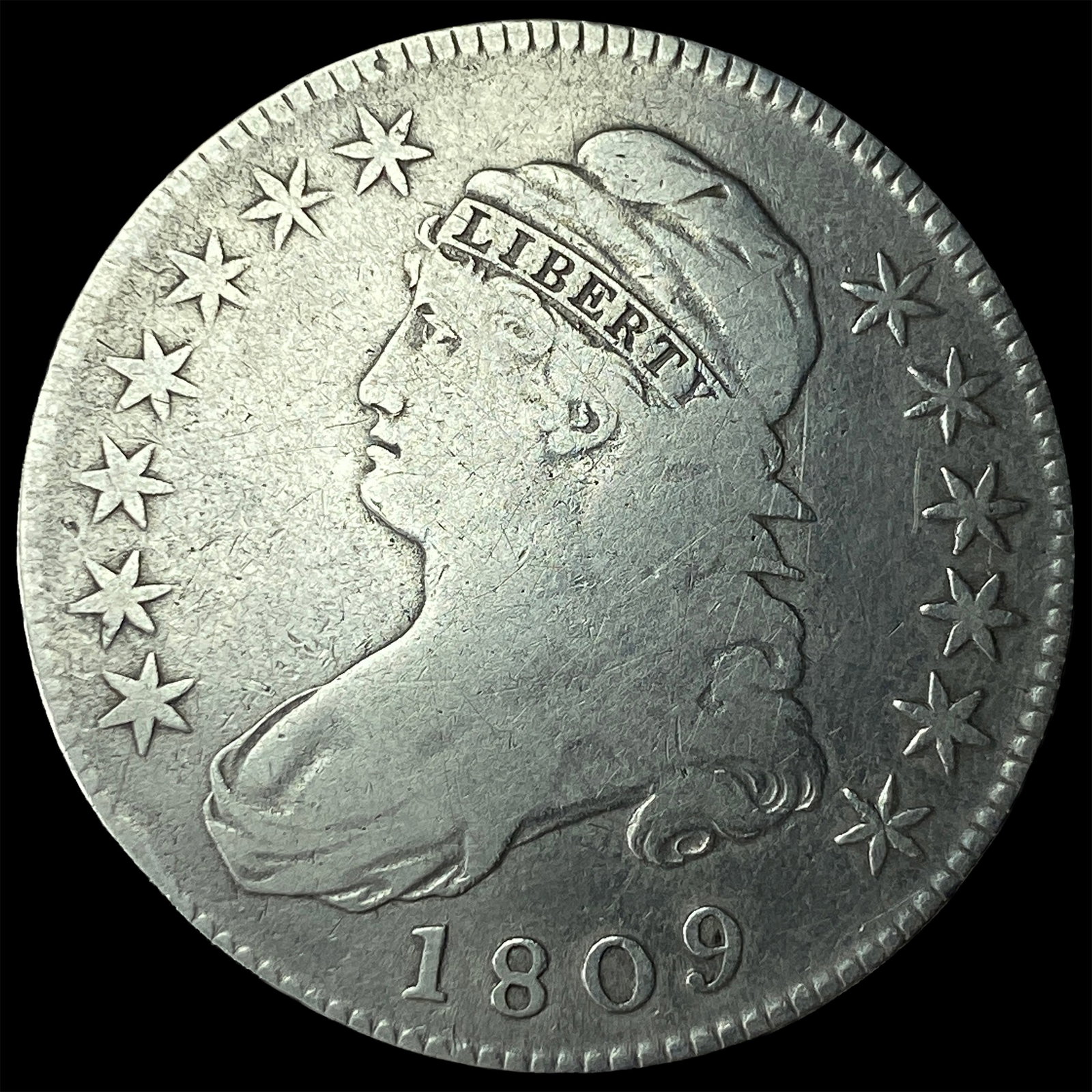 1809 Capped Bust Half Dollar NICELY CIRCULATED: 1809 Capped Bust Half Dollar NICELY CIRCULATED