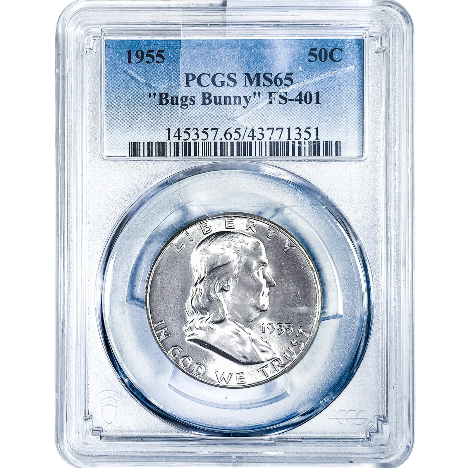 1955 Franklin Half Dollar PCGS MS65 "Bugs Bunny": 1955 Franklin Half Dollar PCGS MS65 "Bugs Bunny"