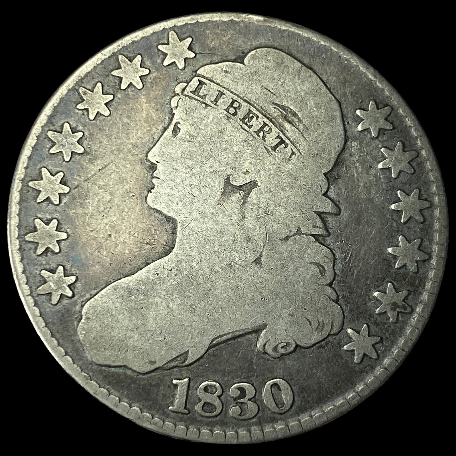 1830 Capped Bust Half Dollar NICELY CIRCULATED: 1830 Capped Bust Half Dollar NICELY CIRCULATED