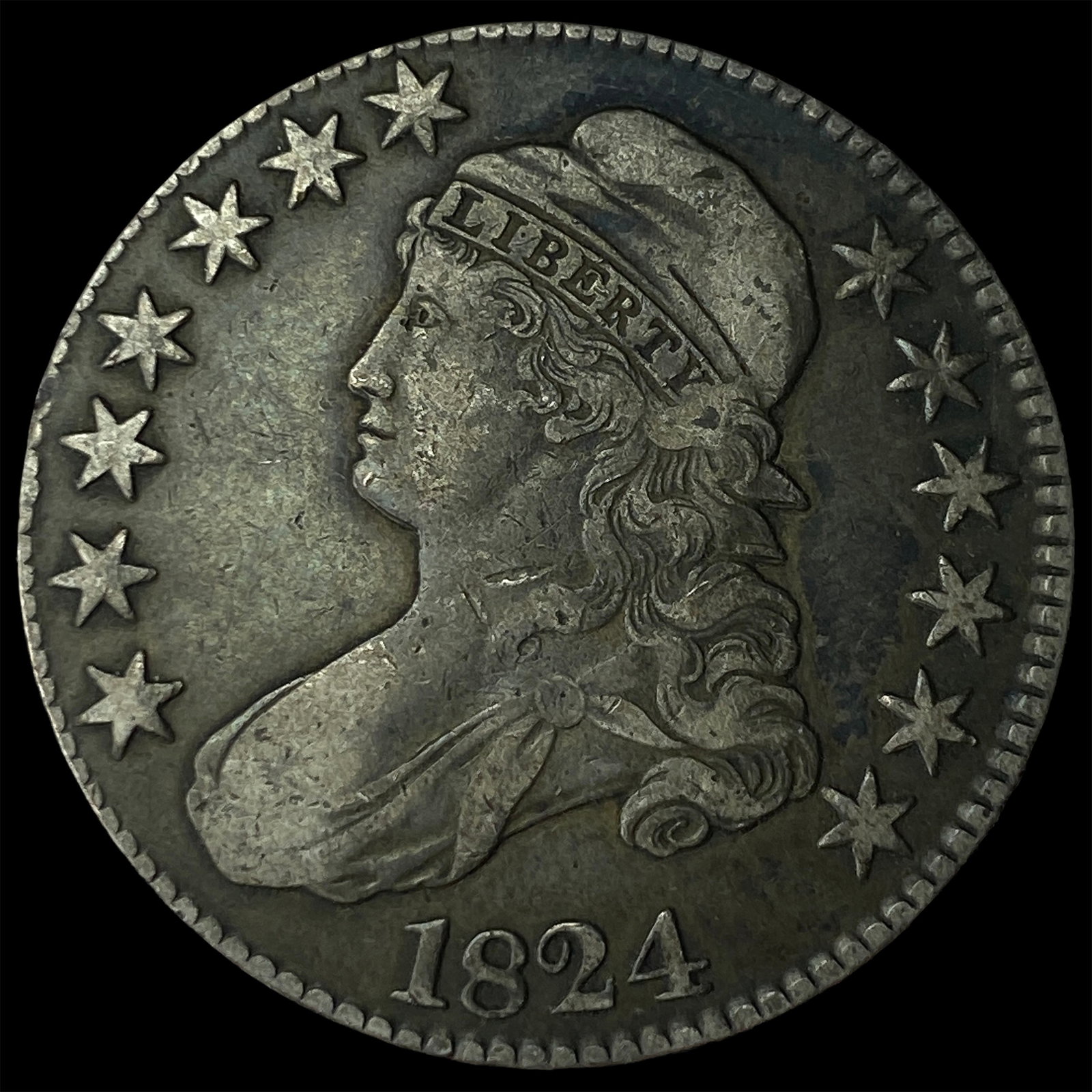1824 Capped Bust Half Dollar NEARLY UNCIRCULATED: 1824 Capped Bust Half Dollar NEARLY UNCIRCULATED