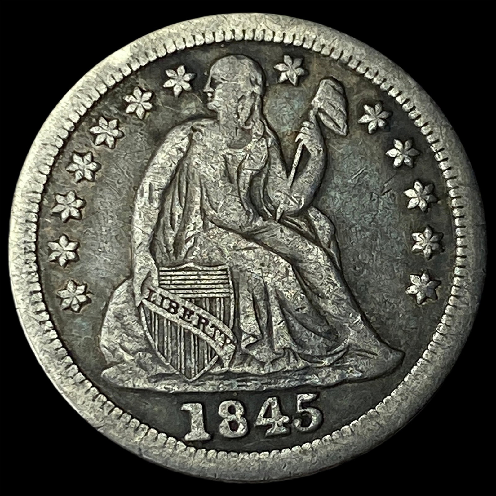 1845 Seated Liberty Dime LIGHTLY CIRCULATED: 1845 Seated Liberty Dime LIGHTLY CIRCULATED