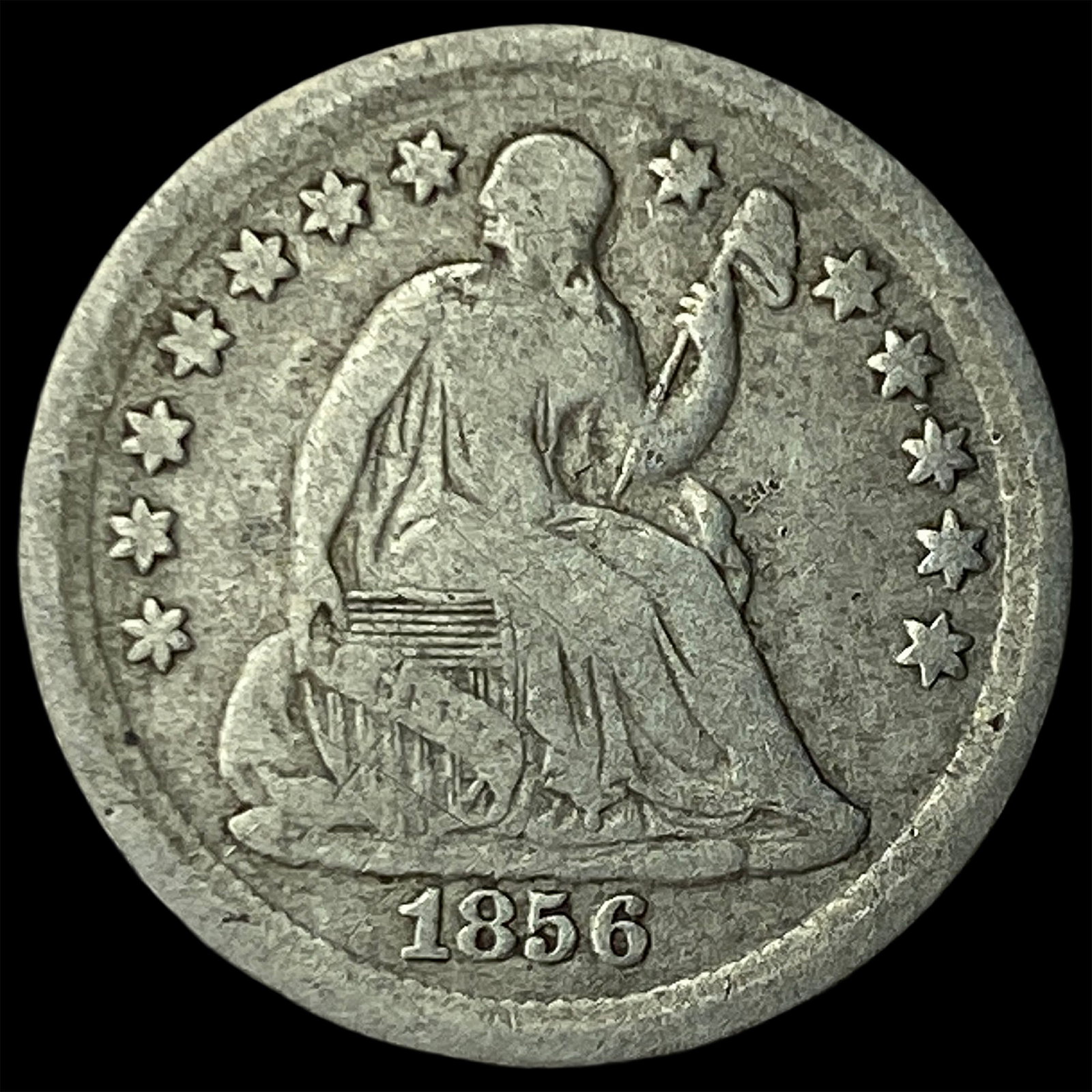 1856 Silver Half Dime LIGHTLY CIRCULATED: 1856 Silver Half Dime LIGHTLY CIRCULATED