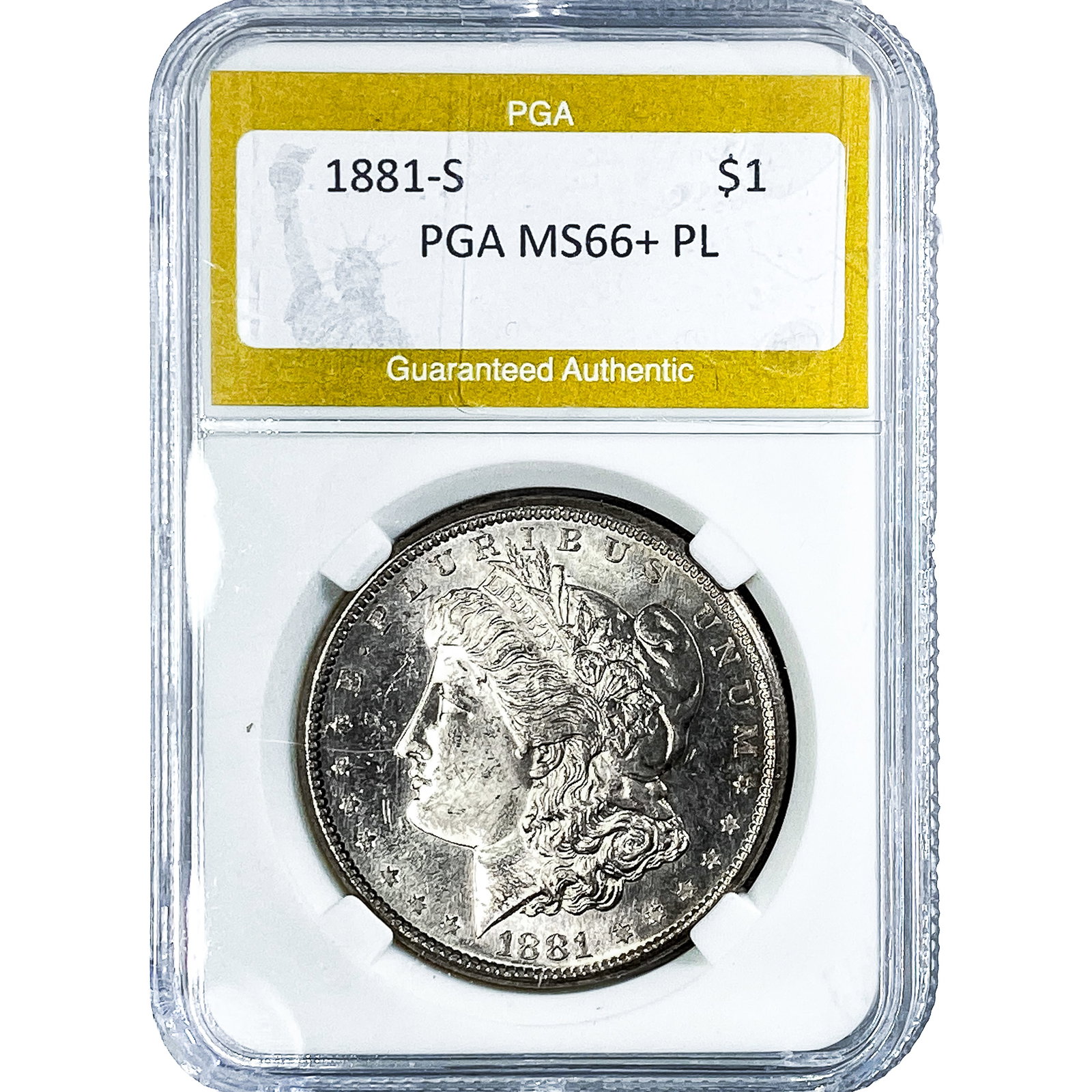 1881-S Morgan Silver Dollar PGA MS66+ PL: 1881-S Morgan Silver Dollar PGA MS66+ PL