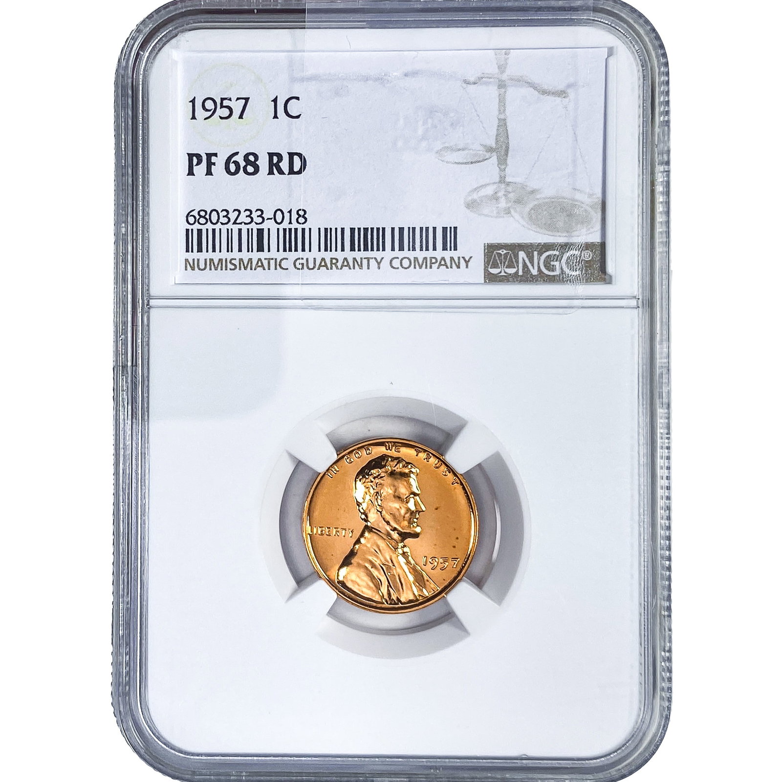 1957 Wheat Cent NGC PF68 RD: 1957 Wheat Cent NGC PF68 RD