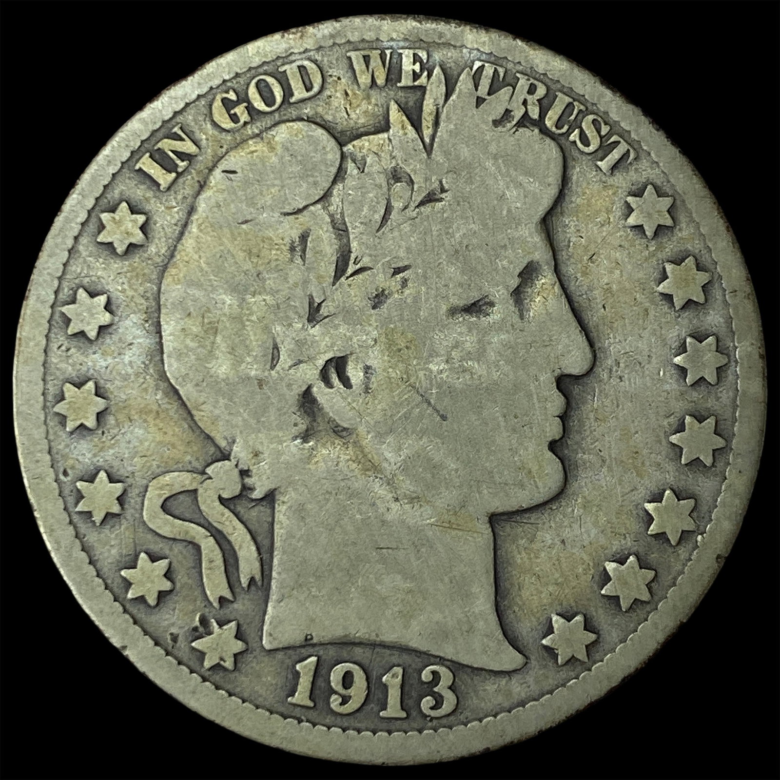 1913 Silver Barber Half Dollar LIGHTLY CIRCULATED: 1913 Silver Barber Half Dollar LIGHTLY CIRCULATED
