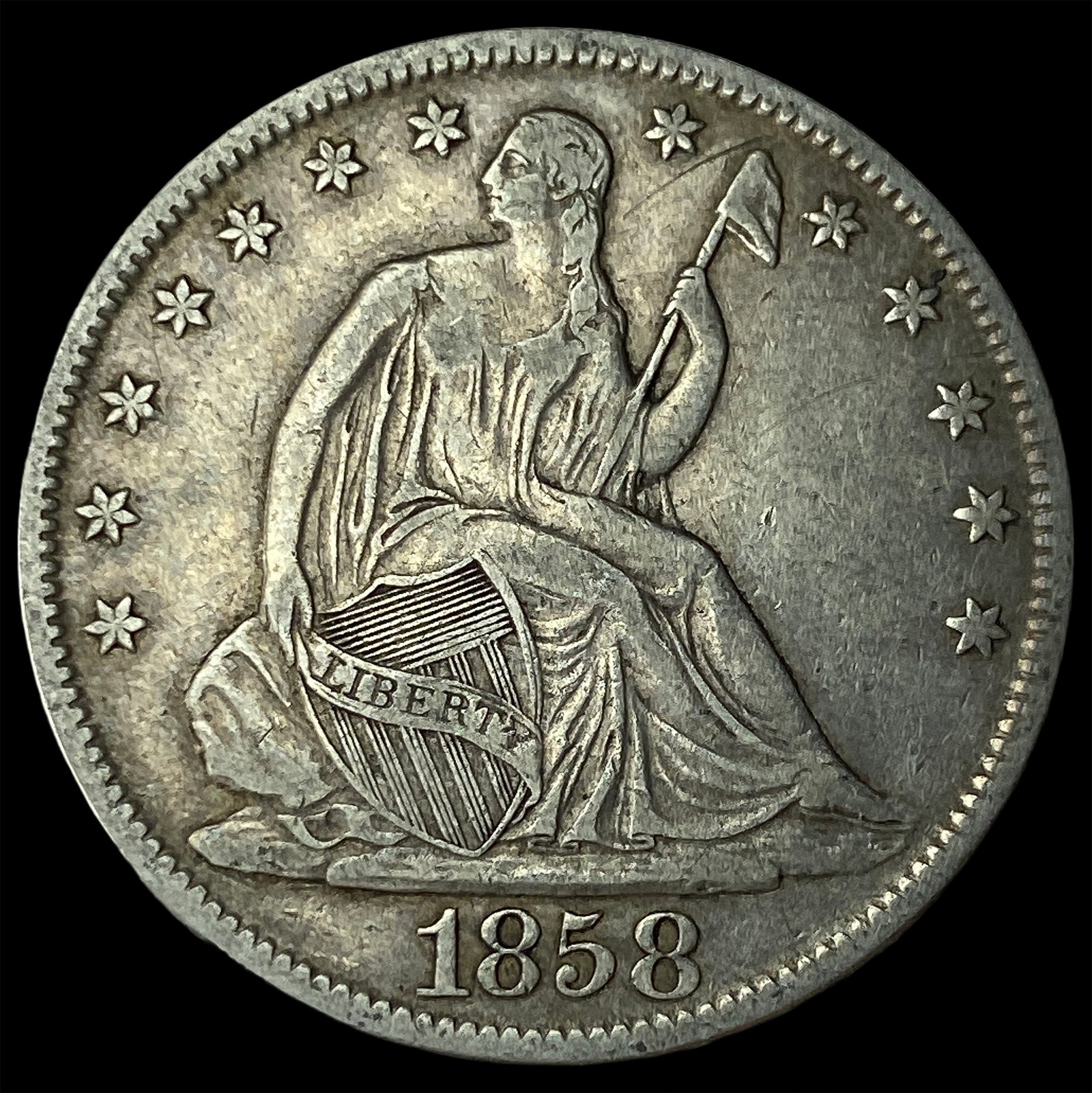 1858-O Silver Half Dollar NEARLY UNCIRCULATED: 1858-O Silver Half Dollar NEARLY UNCIRCULATED