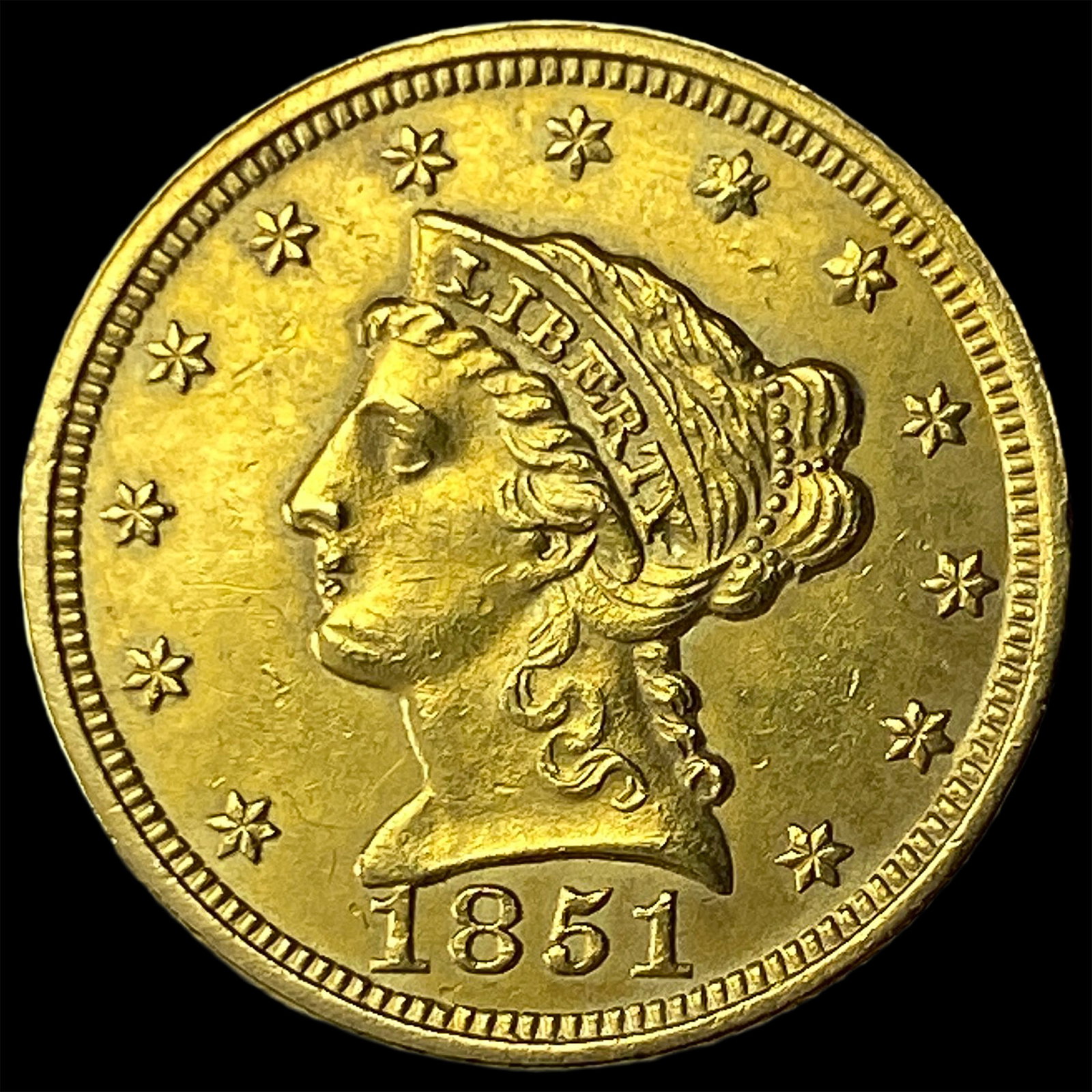 1851 Gold $2.50 Liberty Head Quarter Eagle UNCIRCULATED: 1851 Gold $2.50 Liberty Head Quarter Eagle UNCIRCULATED
