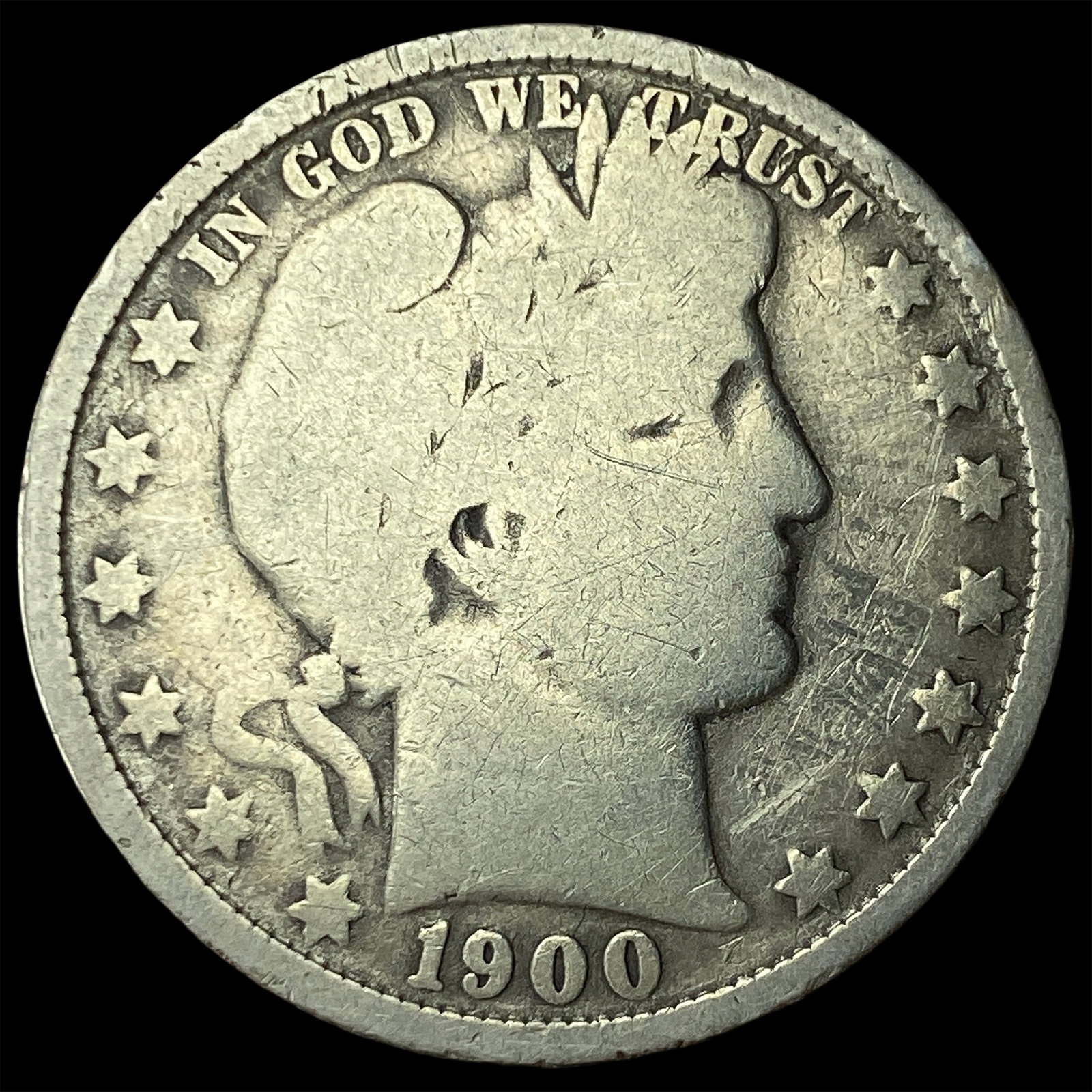 1900-O Silver Barber Half Dollar NICELY CIRCULATED: 1900-O Silver Barber Half Dollar NICELY CIRCULATED