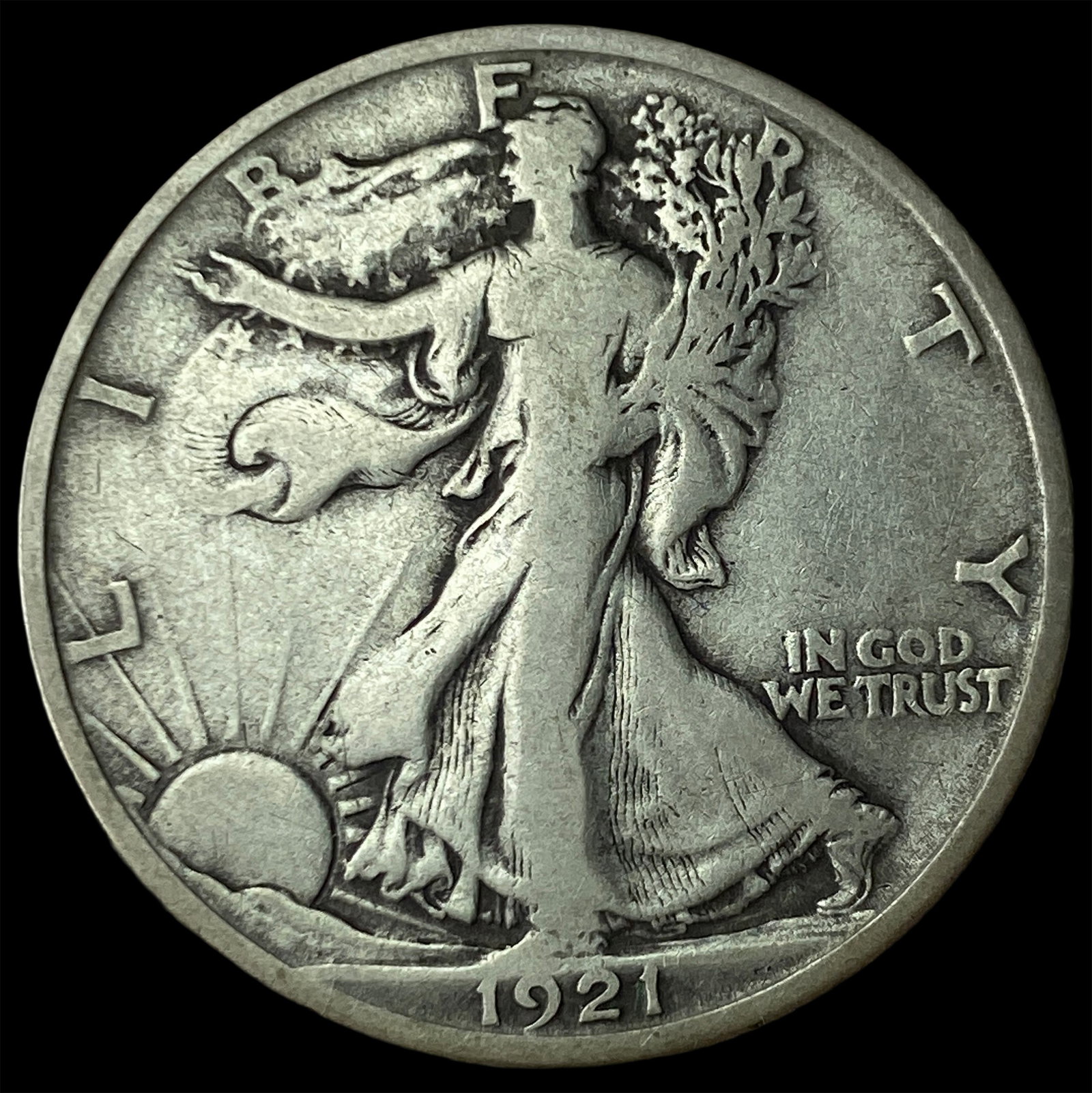 1921-D Silver Walking Liberty Half Dollar LIGHTLY CIRCULATED: 1921-D Silver Walking Liberty Half Dollar LIGHTLY CIRCULATED
