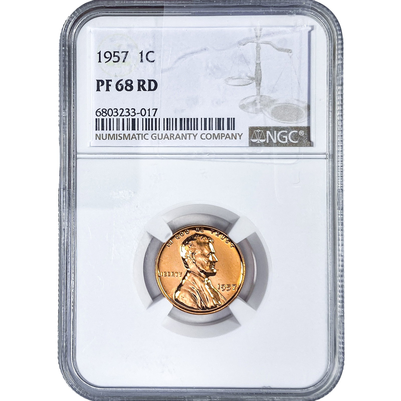 1957 Wheat Cent NGC PF68 RD: 1957 Wheat Cent NGC PF68 RD