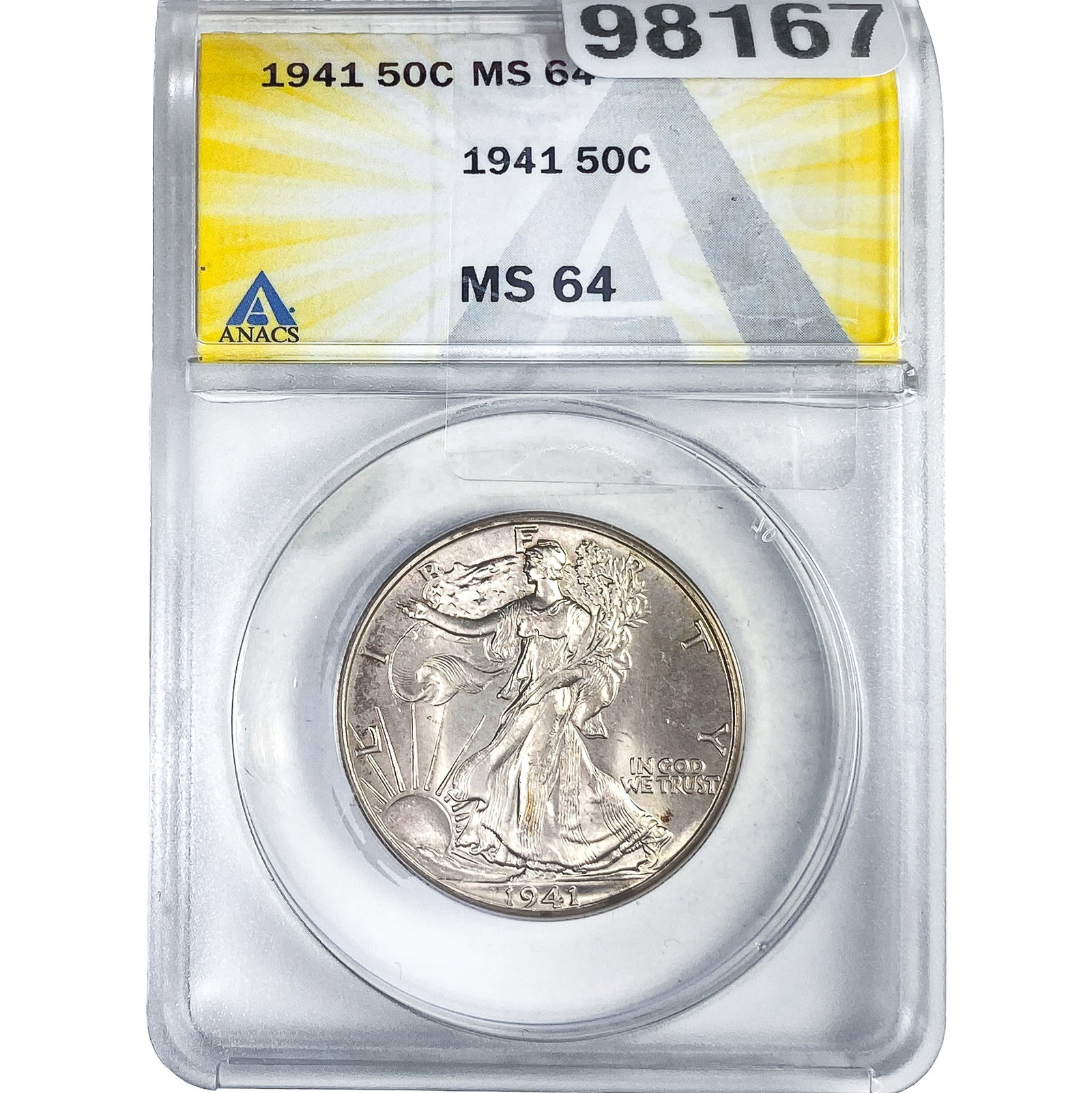 1941 Walking Liberty Half Dollar ANACS MS64: 1941 Walking Liberty Half Dollar ANACS MS64