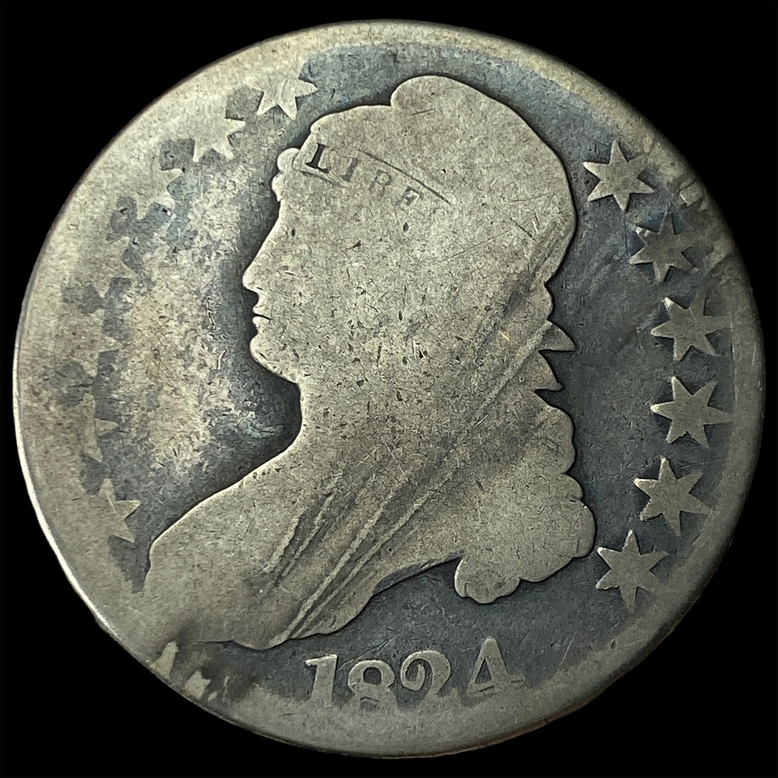 1824 Capped Bust Half Dollar NICELY CIRCULATED: 1824 Capped Bust Half Dollar NICELY CIRCULATED