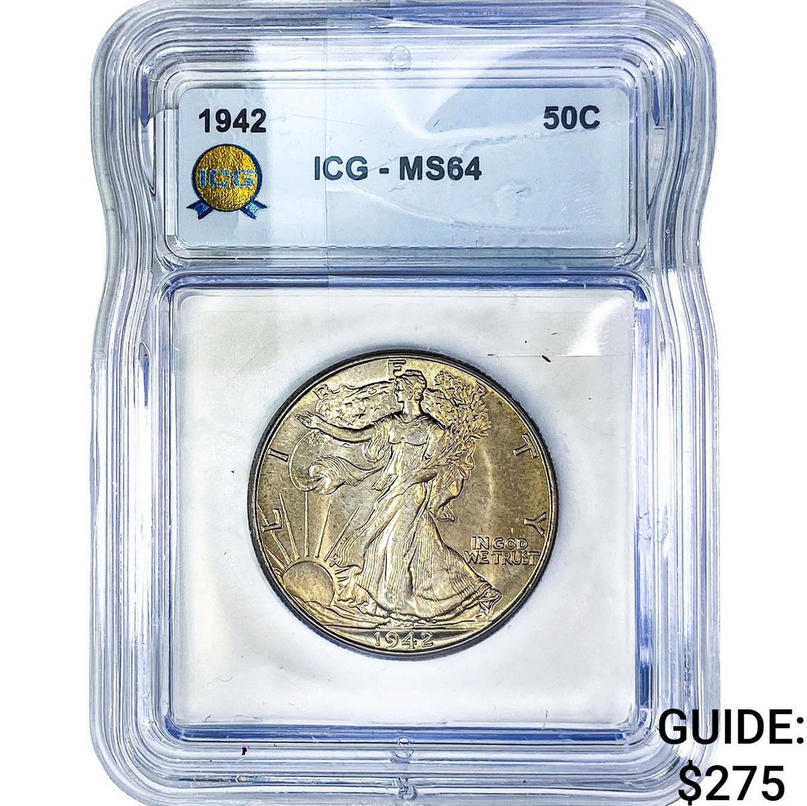 1942 Walking Liberty Half Dollar ICG MS64: 1942 Walking Liberty Half Dollar ICG MS64