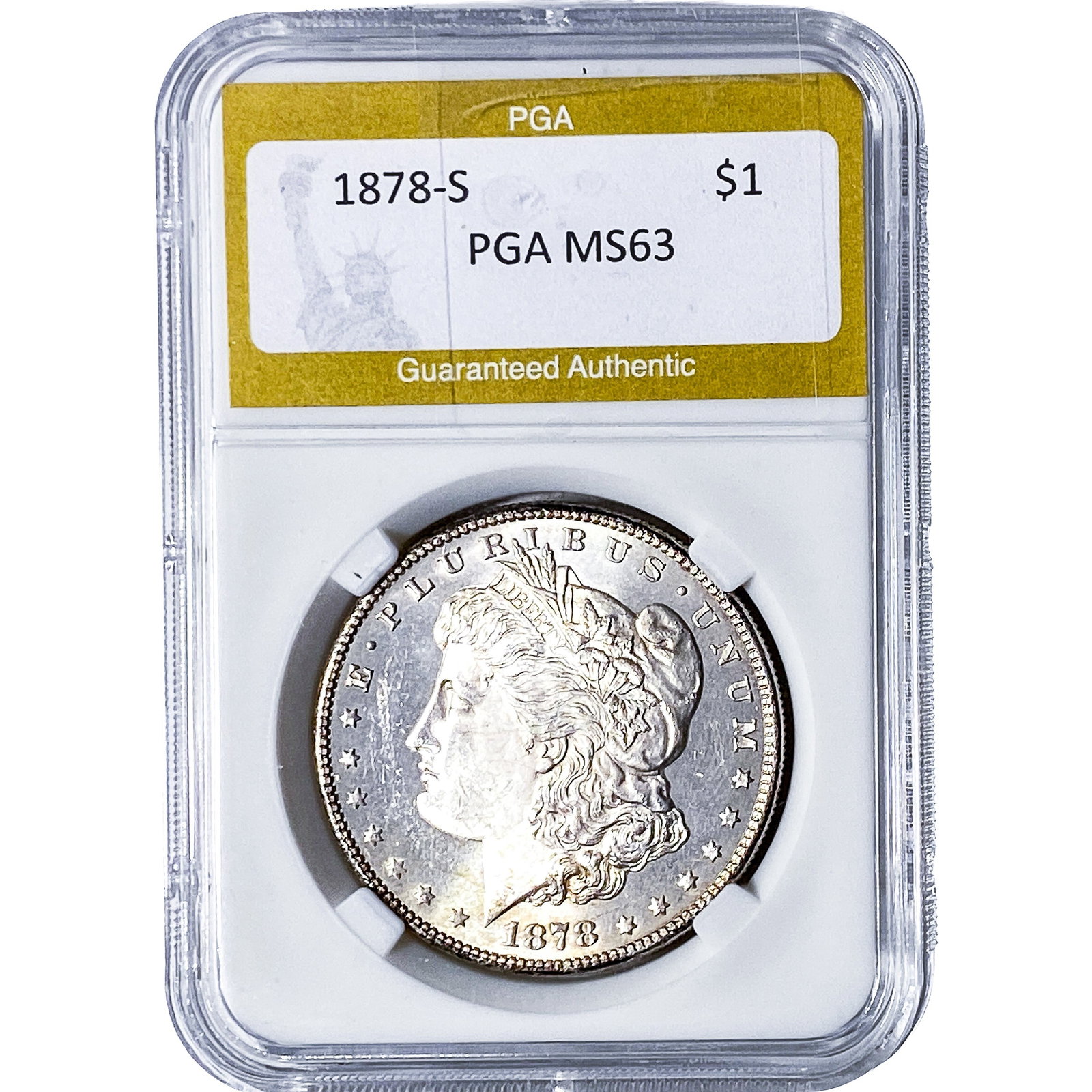 1878-S Morgan Silver Dollar PGA MS63: 1878-S Morgan Silver Dollar PGA MS63