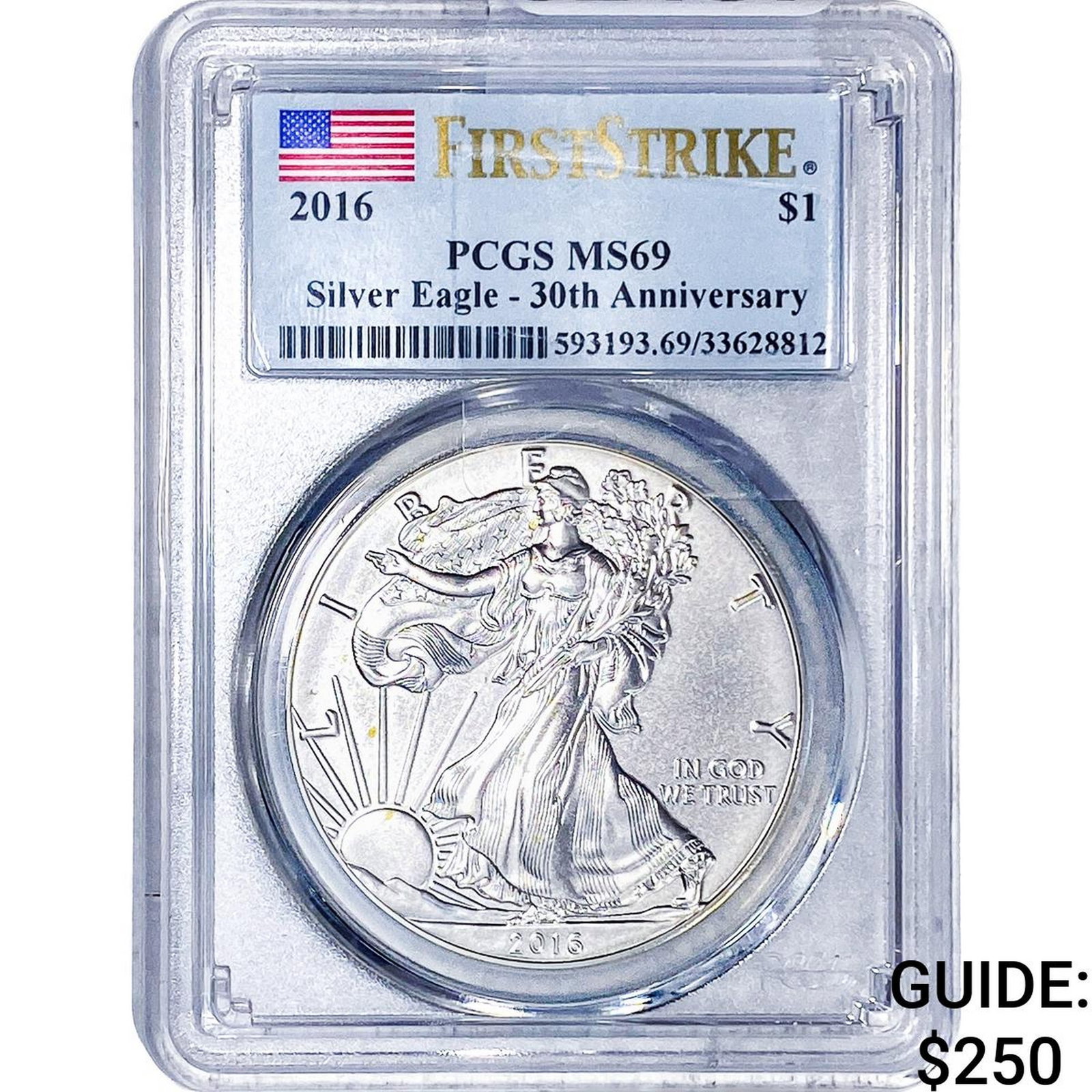 2016 Silver Eagle PCGS MS69: 2016 Silver Eagle PCGS MS69