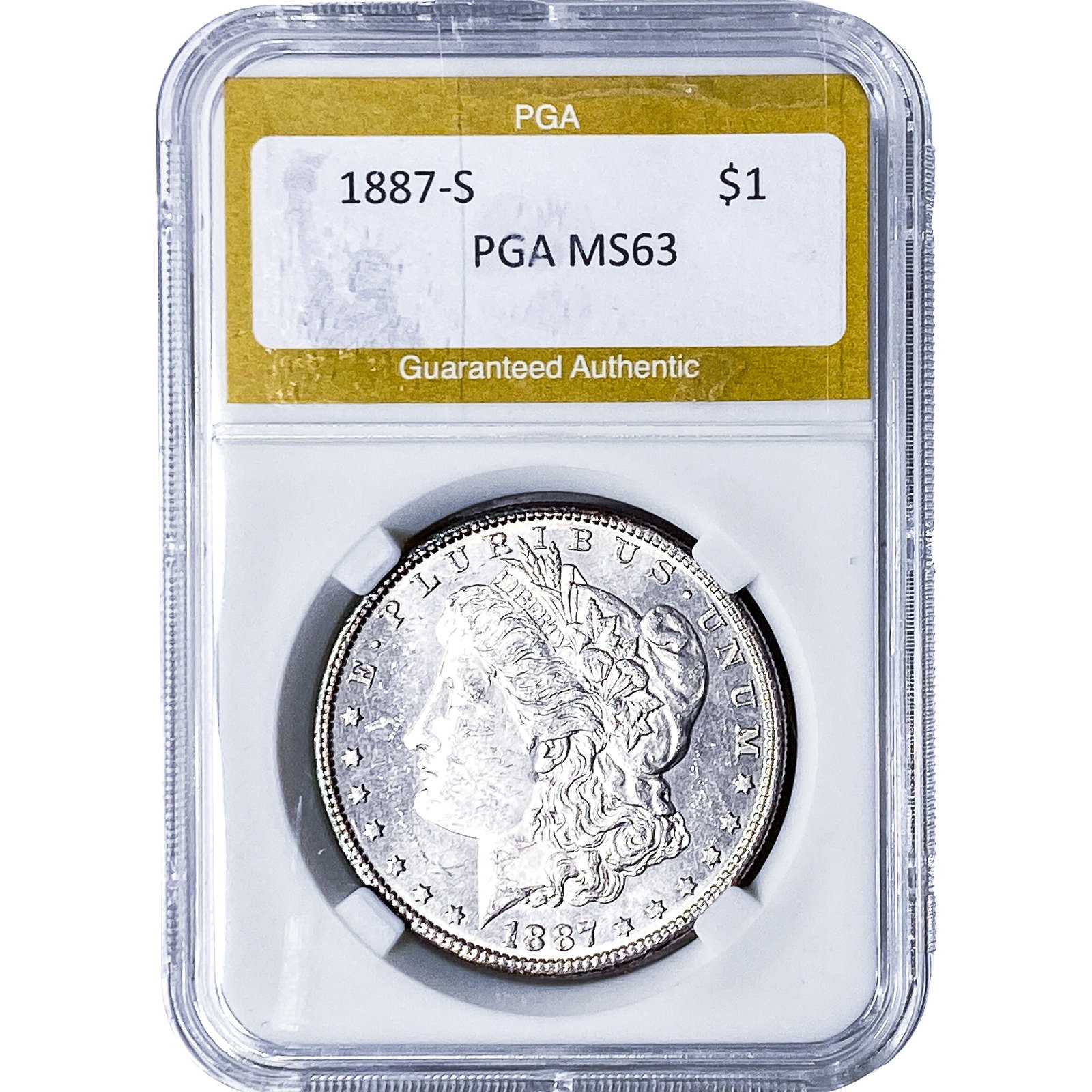 1887-S Morgan Silver Dollar PGA MS63: 1887-S Morgan Silver Dollar PGA MS63