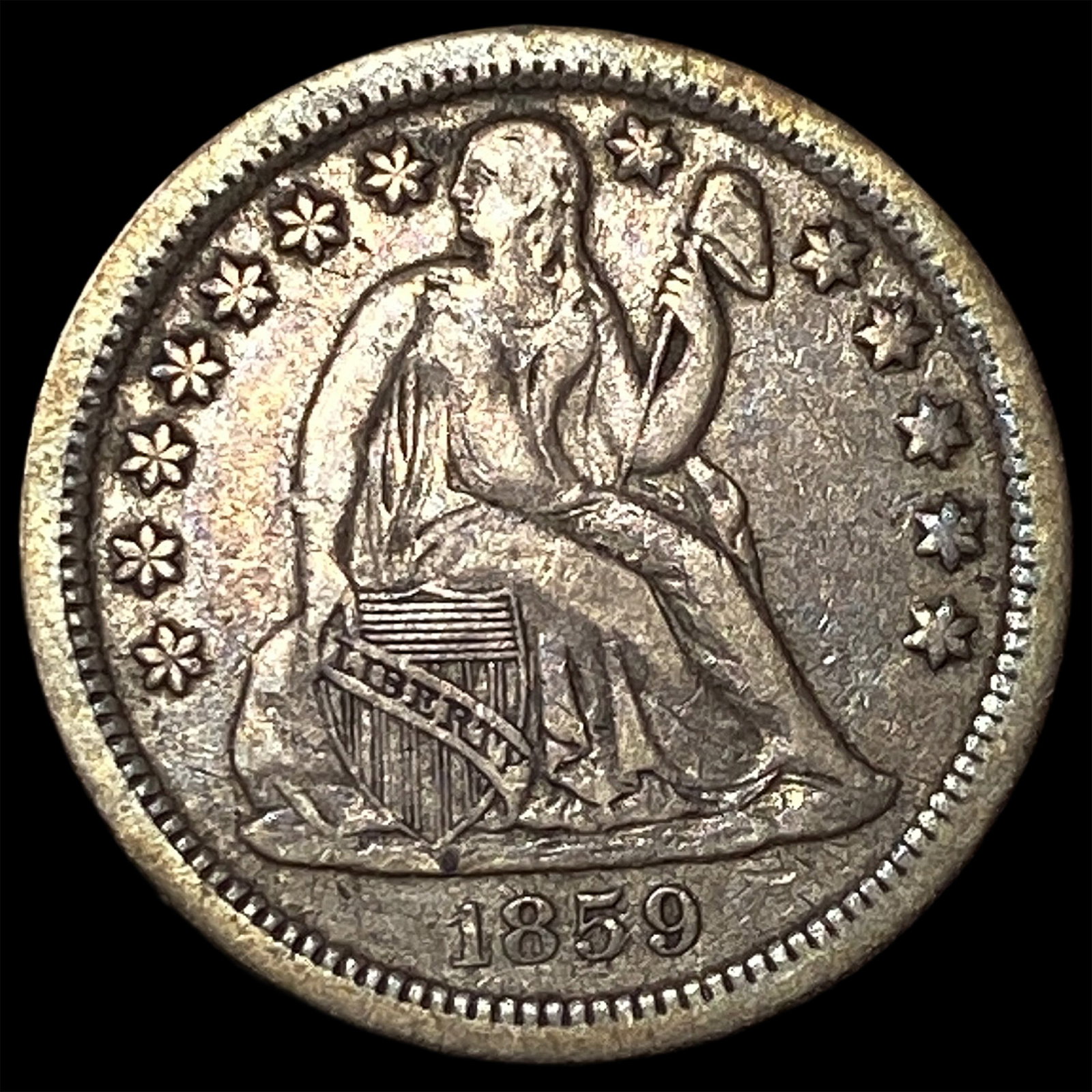 1859-O Silver Seated Liberty Dime NEARLY UNCIRCULATED: 1859-O Silver Seated Liberty Dime NEARLY UNCIRCULATED