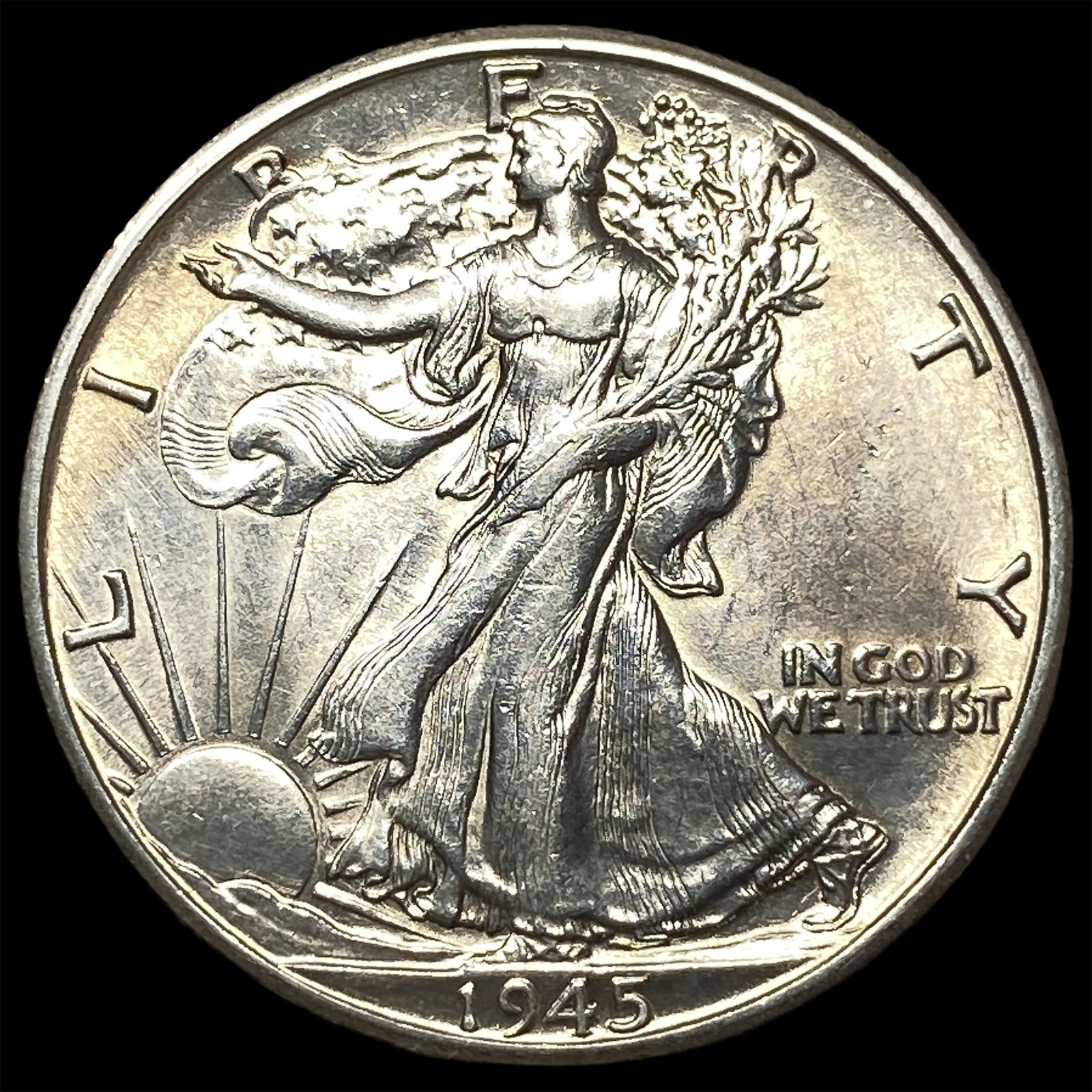 1945-D Silver Half Dollar Walking Liberty GEM BU: 1945-D Silver Half Dollar Walking Liberty GEM BU