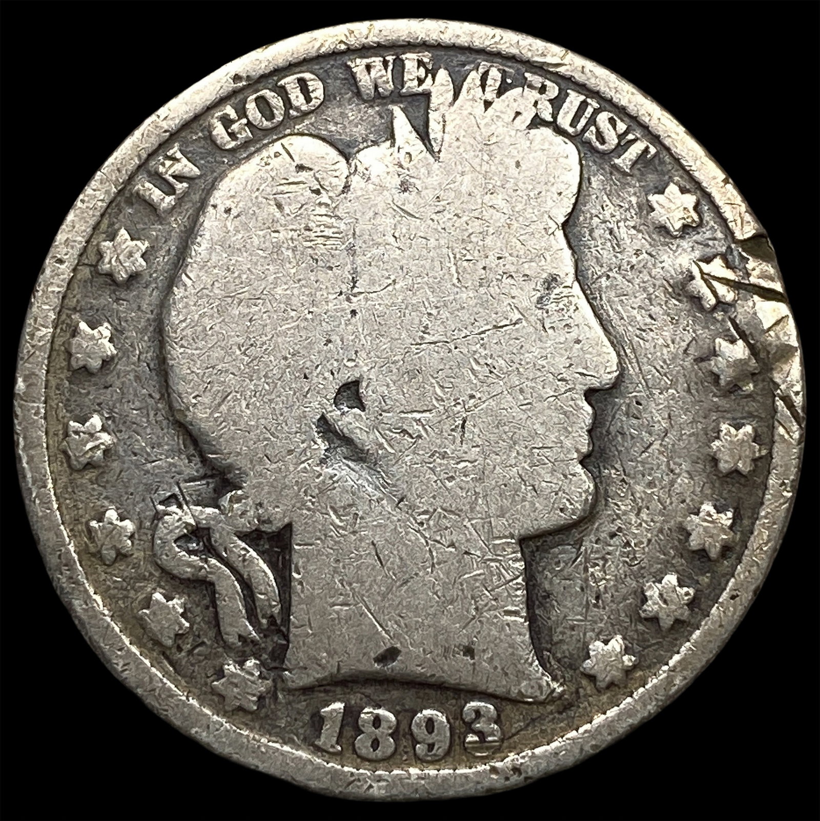 1893-O Silver Barber Half Dollar NICELY CIRCULATED: 1893-O Silver Barber Half Dollar NICELY CIRCULATED