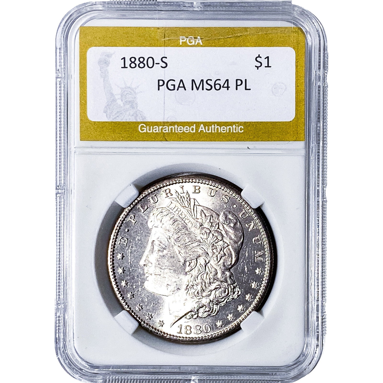 1880-S Morgan Silver Dollar PGA MS64 PL