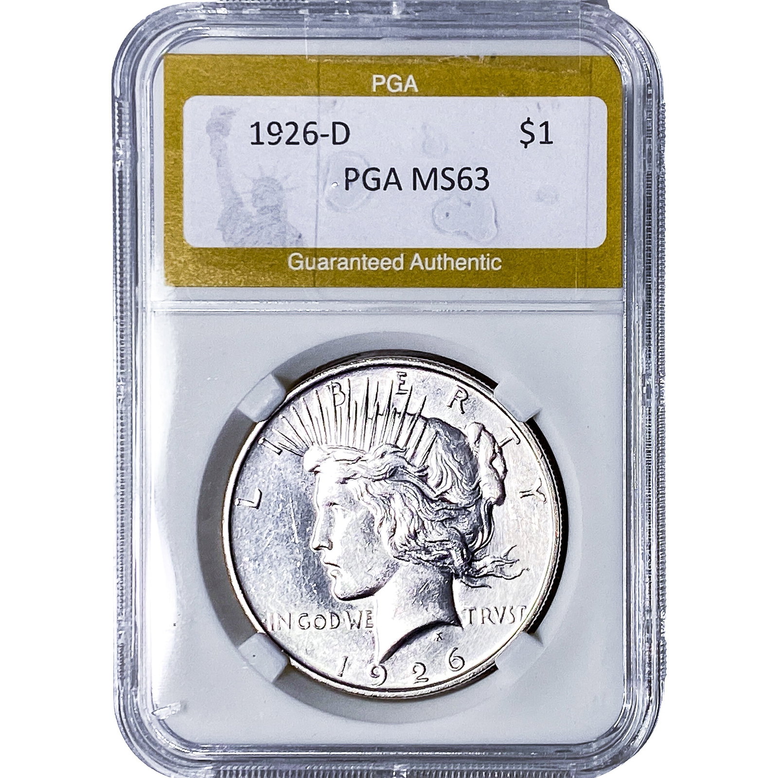 1926-D Silver Peace Dollar PGA MS63: 1926-D Silver Peace Dollar PGA MS63