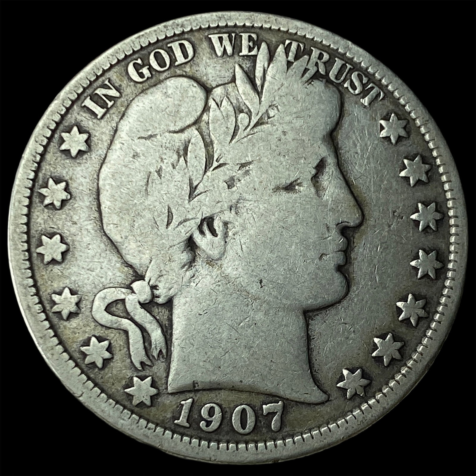 1907-D Silver Barber Half Dollar NICELY CIRCULATED: 1907-D Silver Barber Half Dollar NICELY CIRCULATED