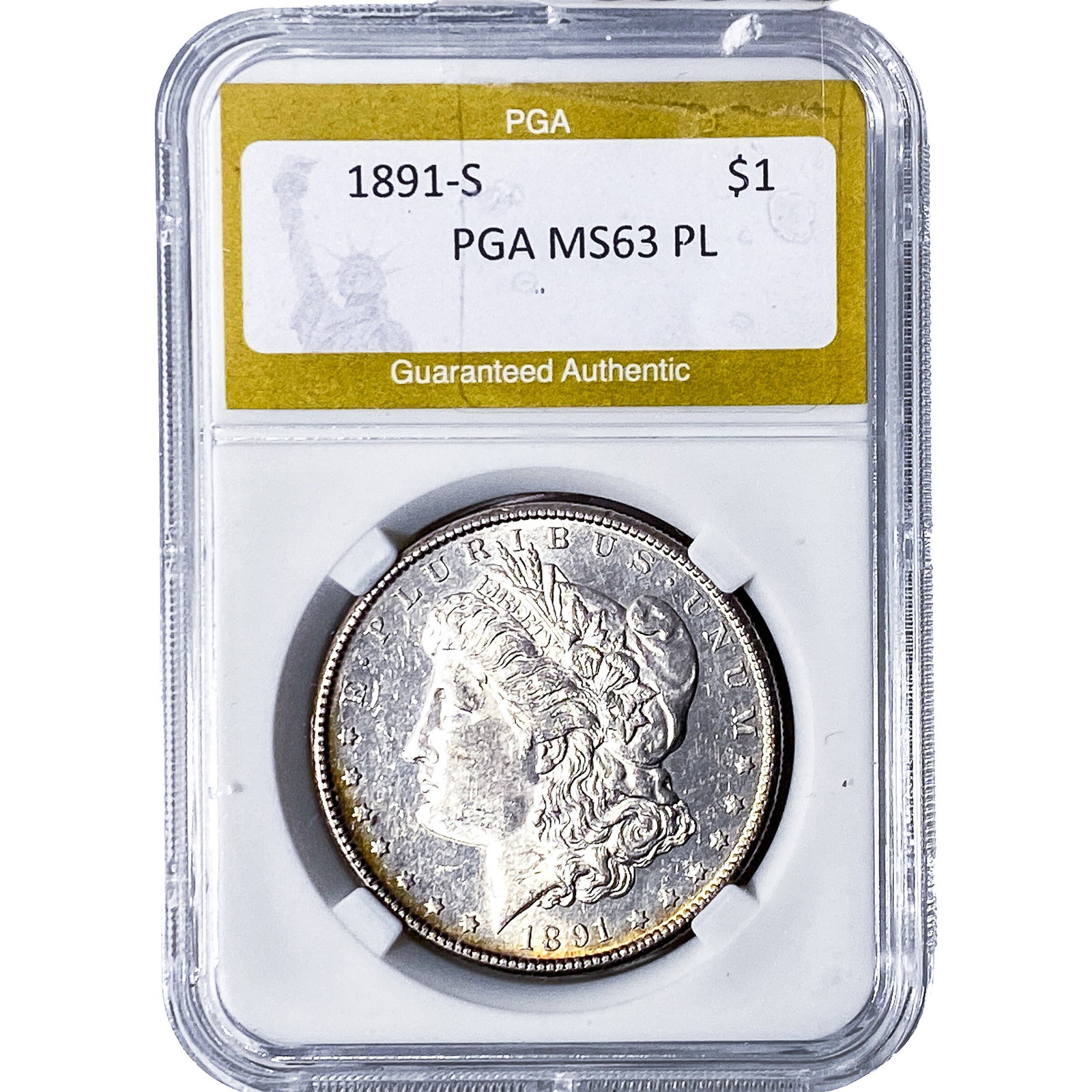 1891-S Morgan Silver Dollar PGA MS63 PL (1 of 2)