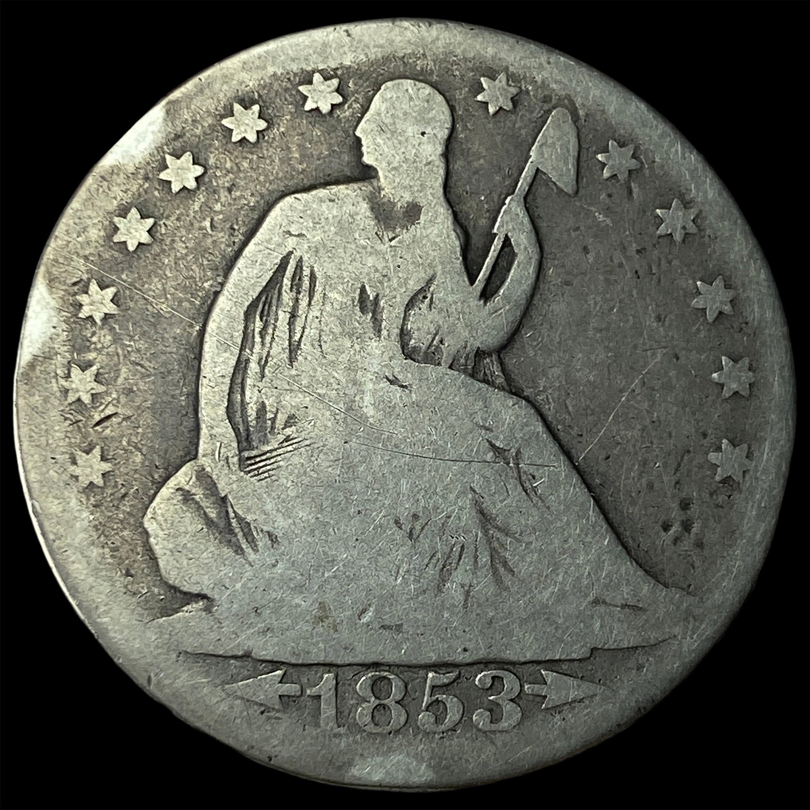 1853 Arrows Seated Liberty Half Dollar NICELY CIRCULATED: 1853 Arrows Seated Liberty Half Dollar NICELY CIRCULATED