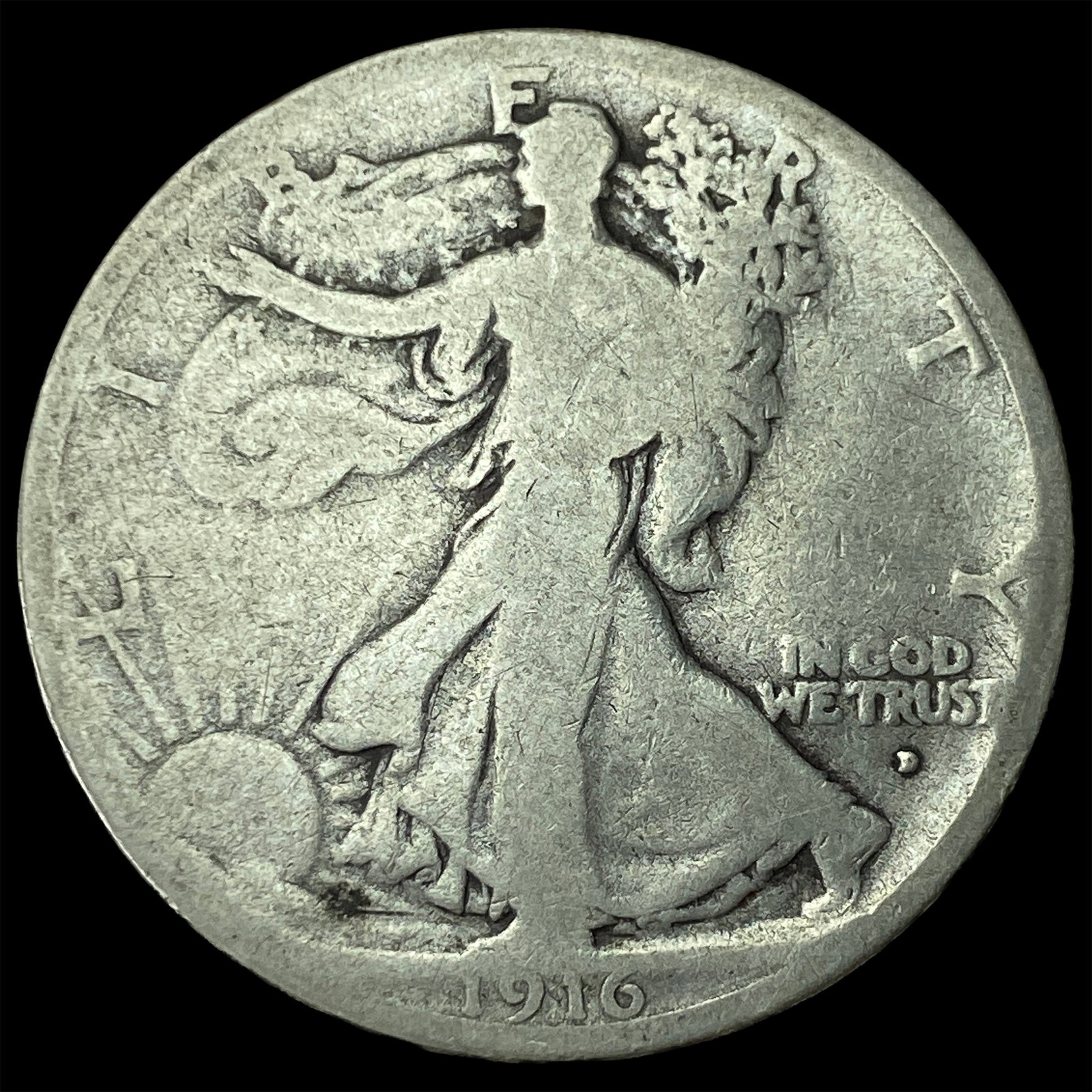 1916 Walking Liberty Half Dollar NICELY CIRCULATED: 1916 Walking Liberty Half Dollar NICELY CIRCULATED