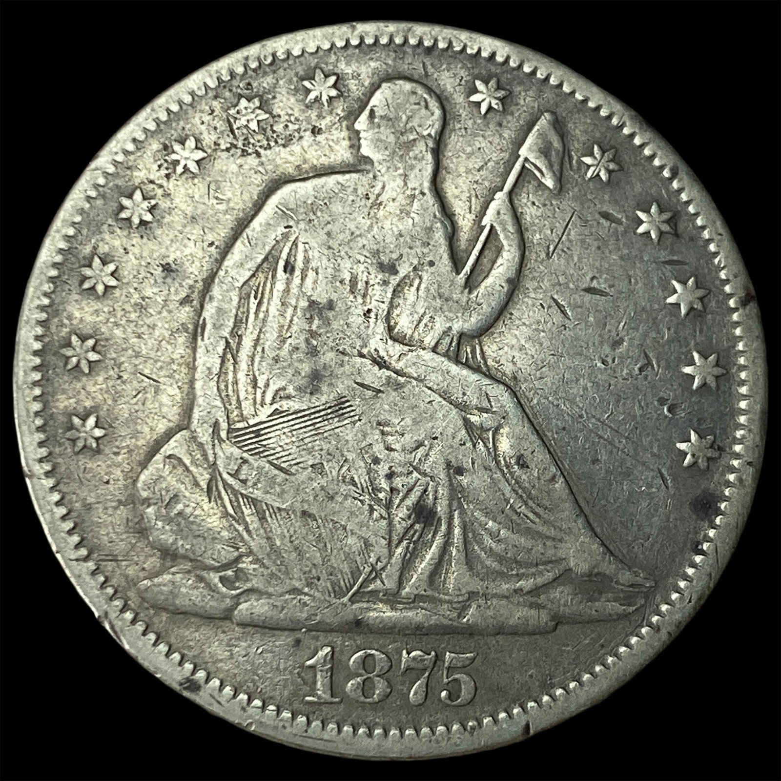 1875 Seated Liberty Half Dollar LIGHTLY CIRCULATED: 1875 Seated Liberty Half Dollar LIGHTLY CIRCULATED