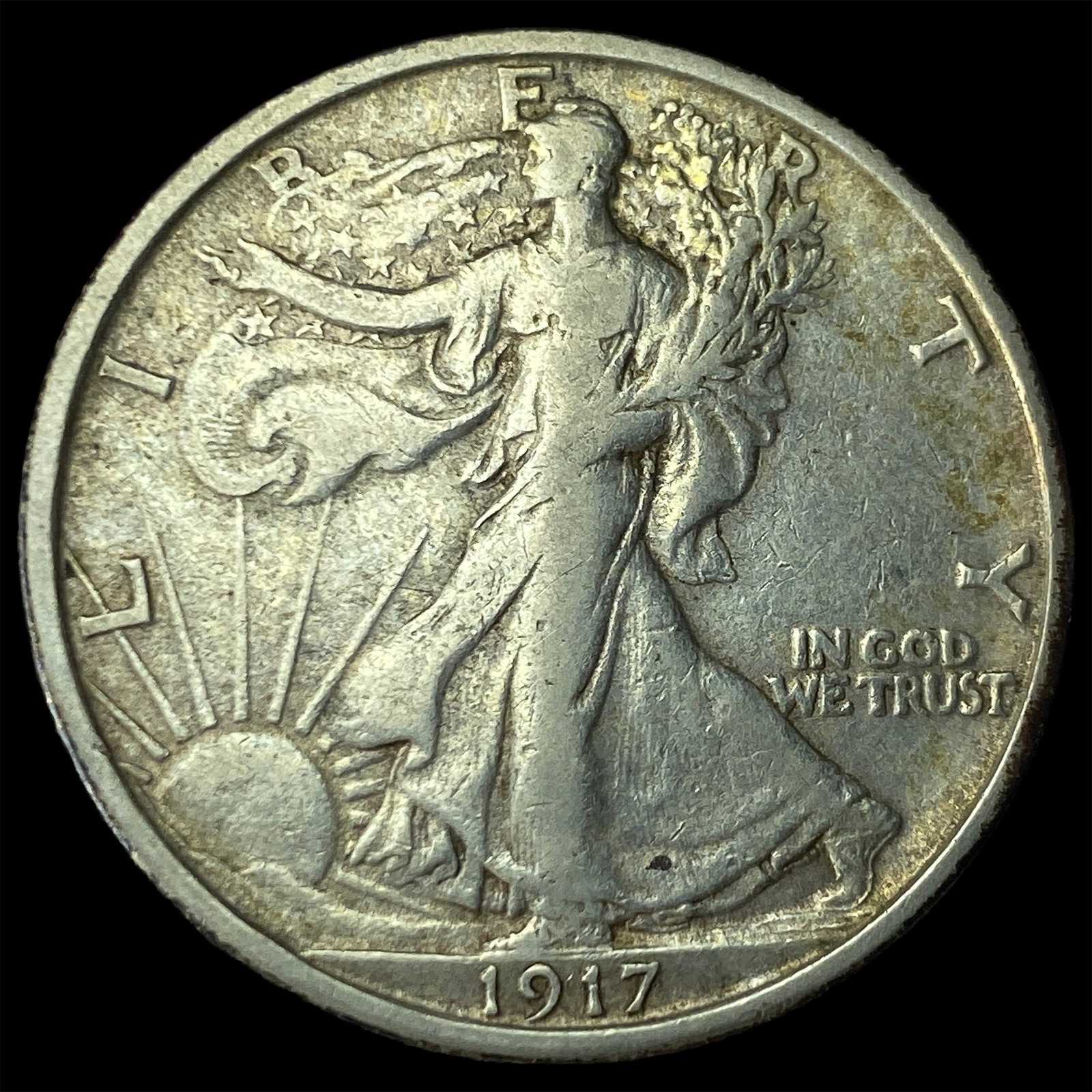 1917-S Silver Walking Liberty Half Dollar NEARLY UNCIRCULATED: 1917-S Silver Walking Liberty Half Dollar NEARLY UNCIRCULATED