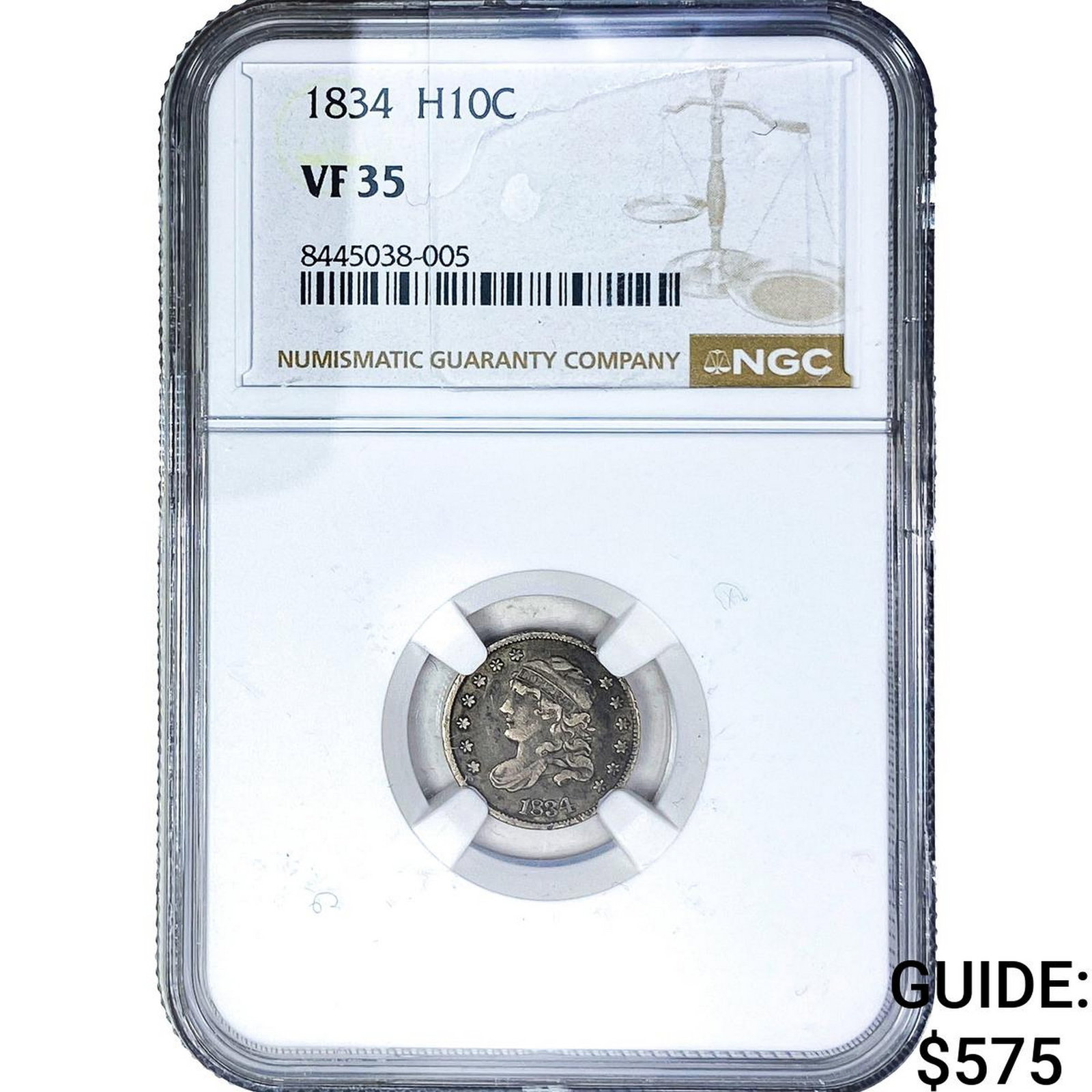 1834 Capped Bust Half Dime NGC VF35: 1834 Capped Bust Half Dime NGC VF35