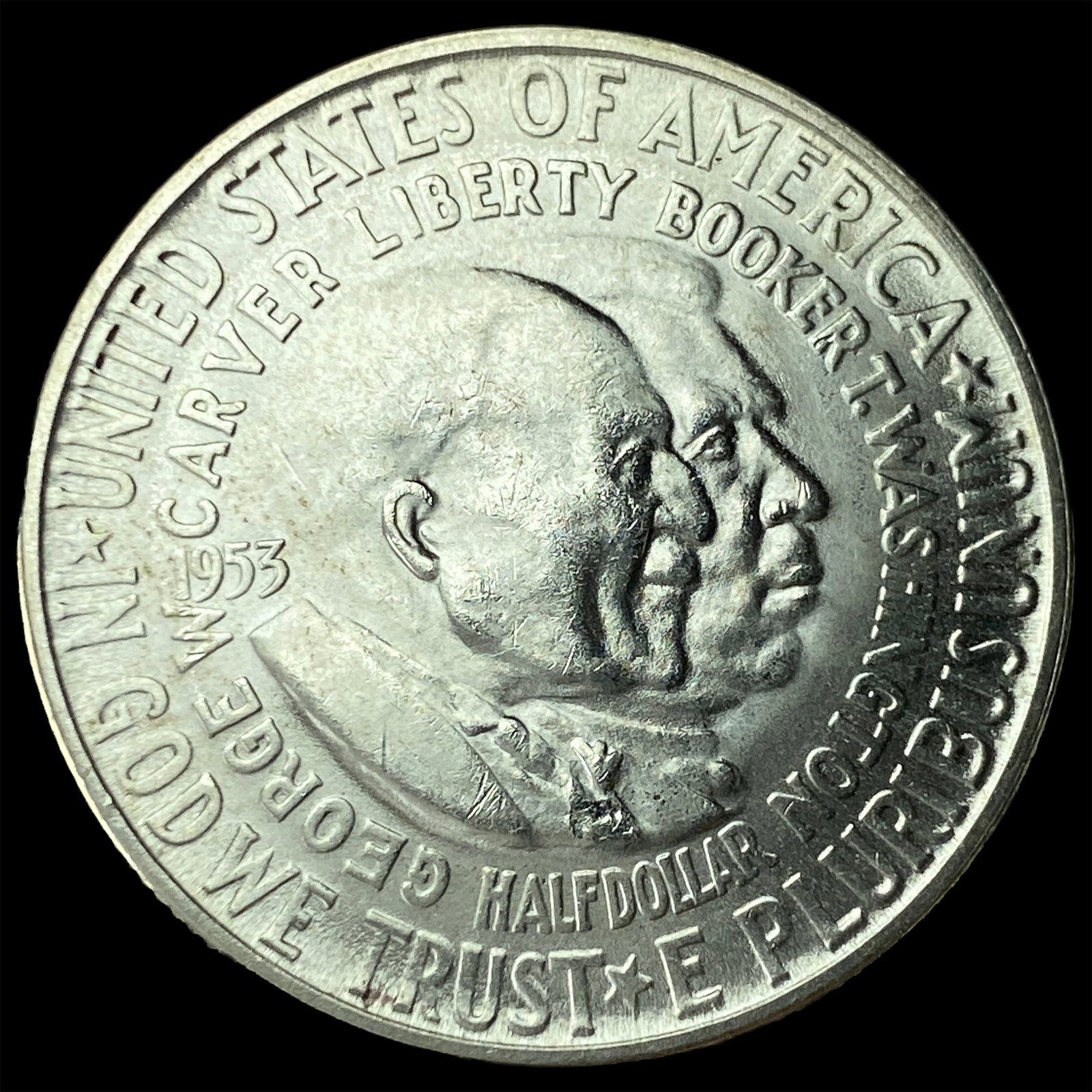 1953-S Silver Half Dollar Booker T. Washington/Carver GEM BU: 1953-S Silver Half Dollar Booker T. Washington/Carver GEM BU