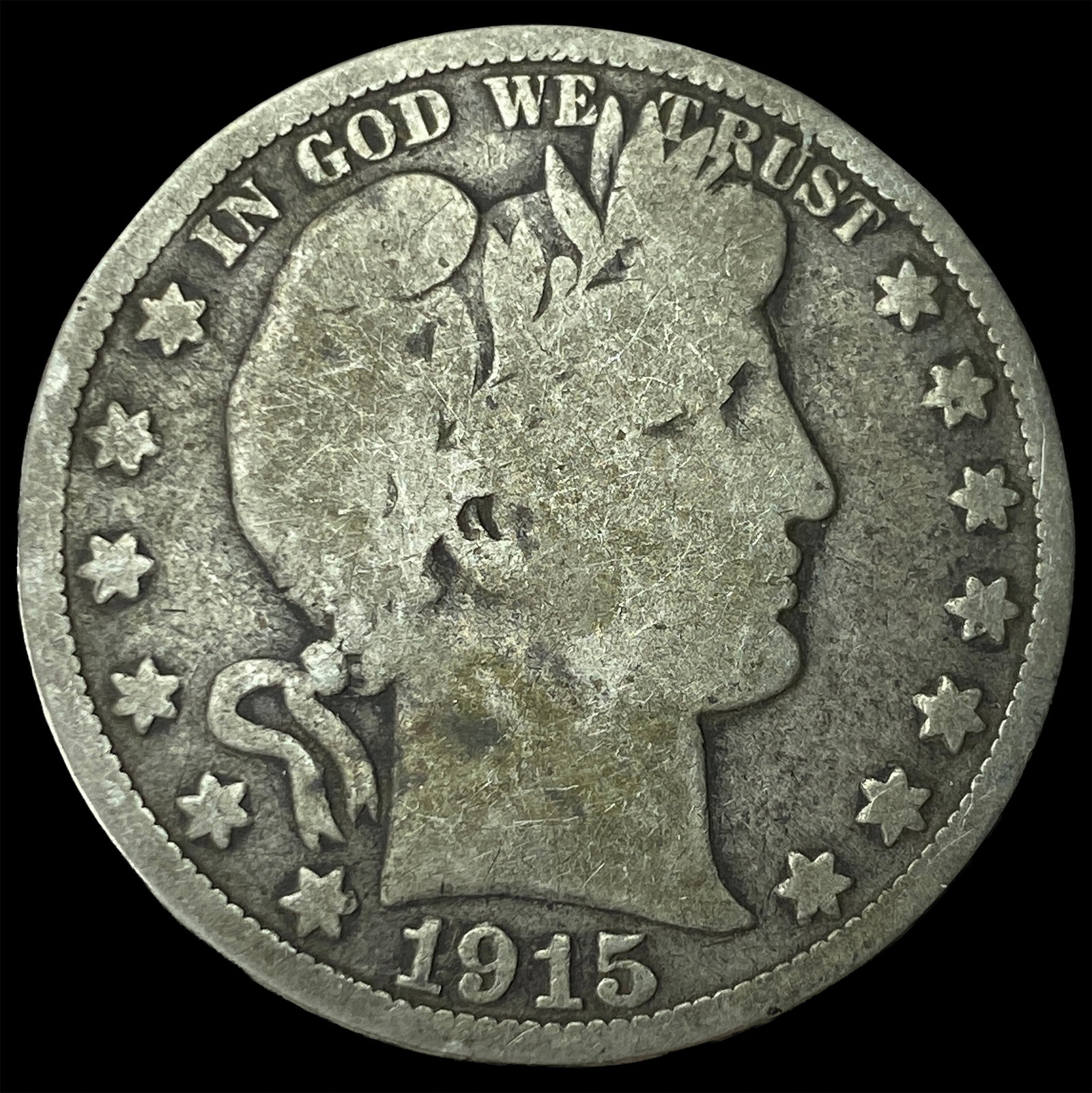 1915-S Silver Barber Half Dollar LIGHTLY CIRCULATED: 1915-S Silver Barber Half Dollar LIGHTLY CIRCULATED