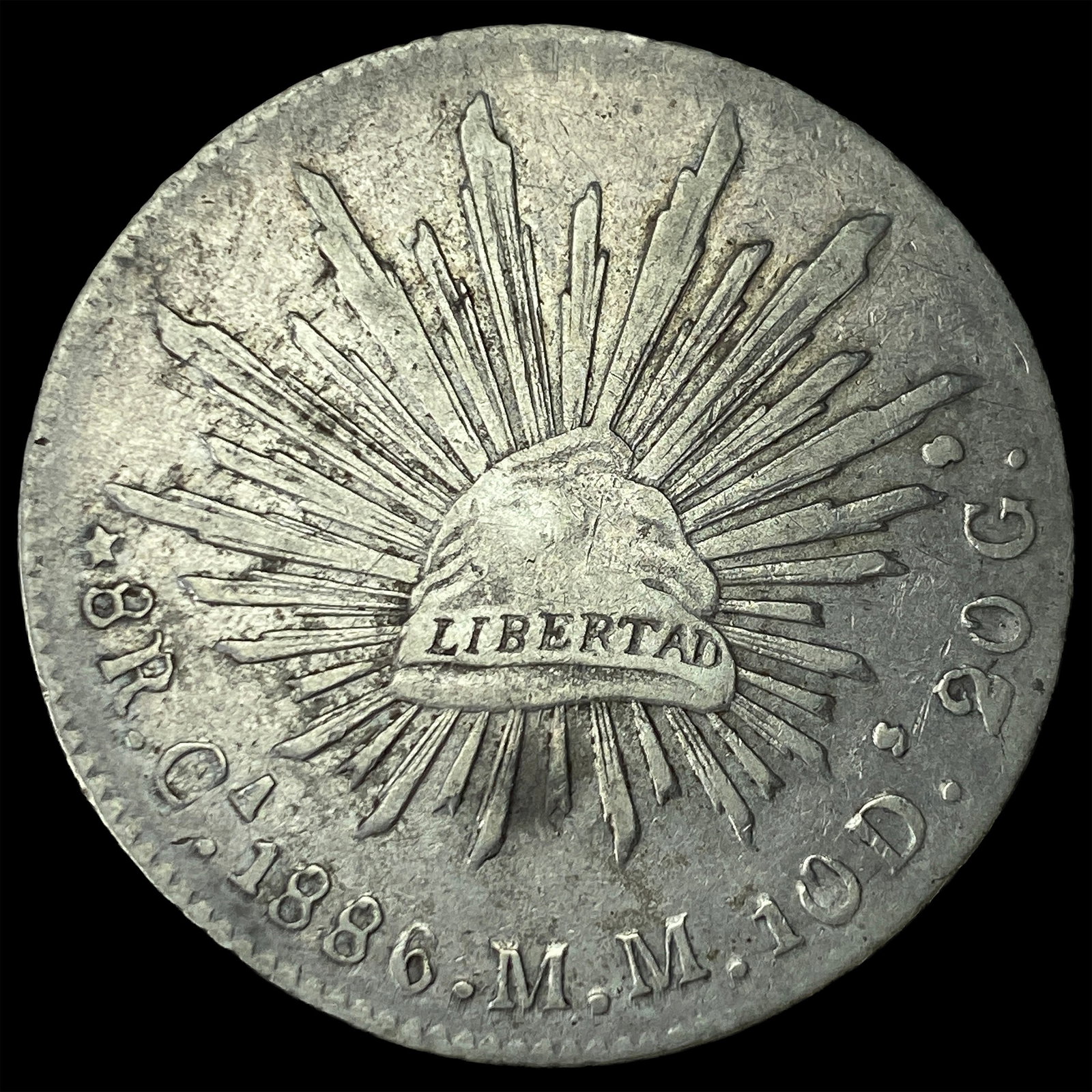 1886-Mo M Mexico Silver 8 Reales NEARLY UNCIRCULATED (1 of 2)