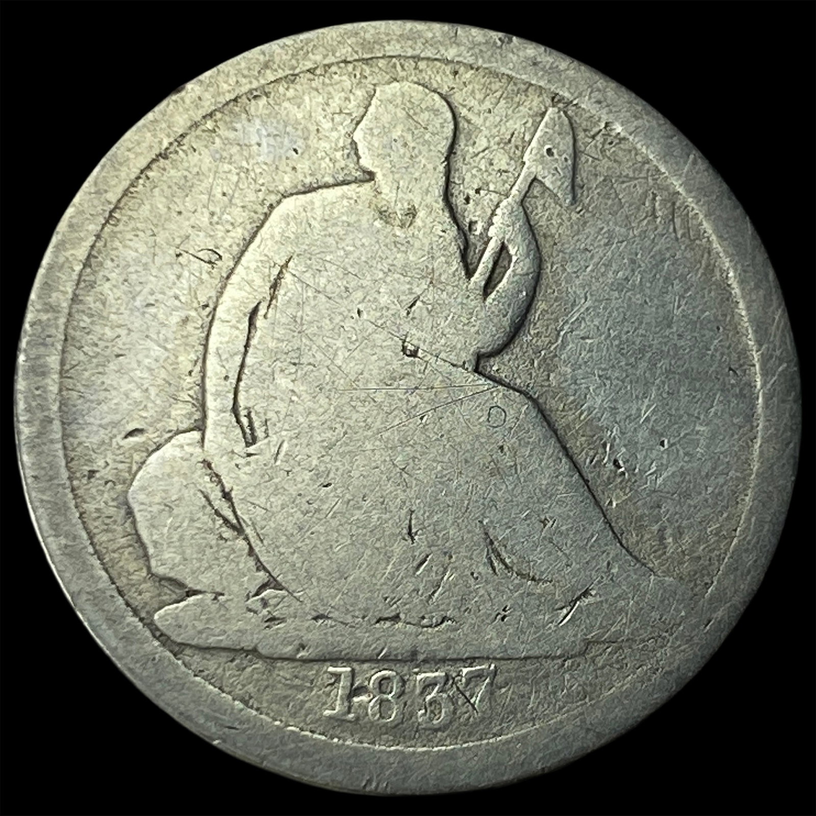 1837 No Stars Seated Liberty Dime NICELY CIRCULATED: 1837 No Stars Seated Liberty Dime NICELY CIRCULATED