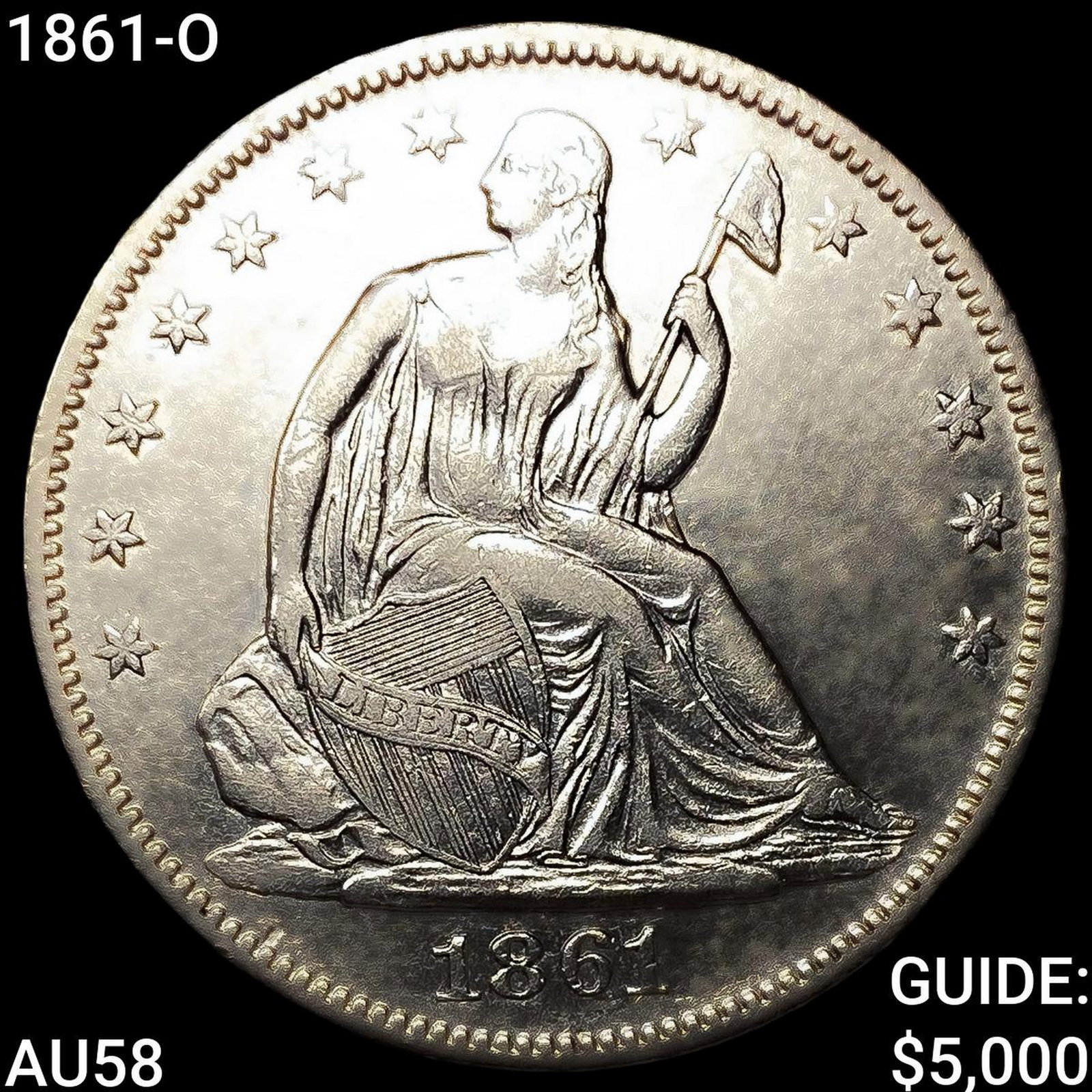 1861-O Seated Liberty Half Dollar CHOICE AU: 1861-O Seated Liberty Half Dollar CHOICE AU