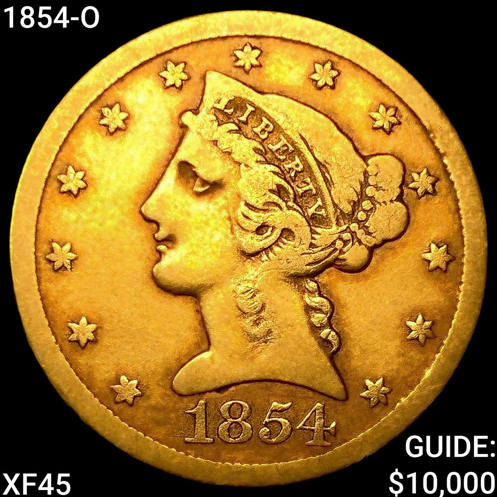 1854-O $5 Gold Half Eagle NEARLY UNCIRCULATED (1 of 2)