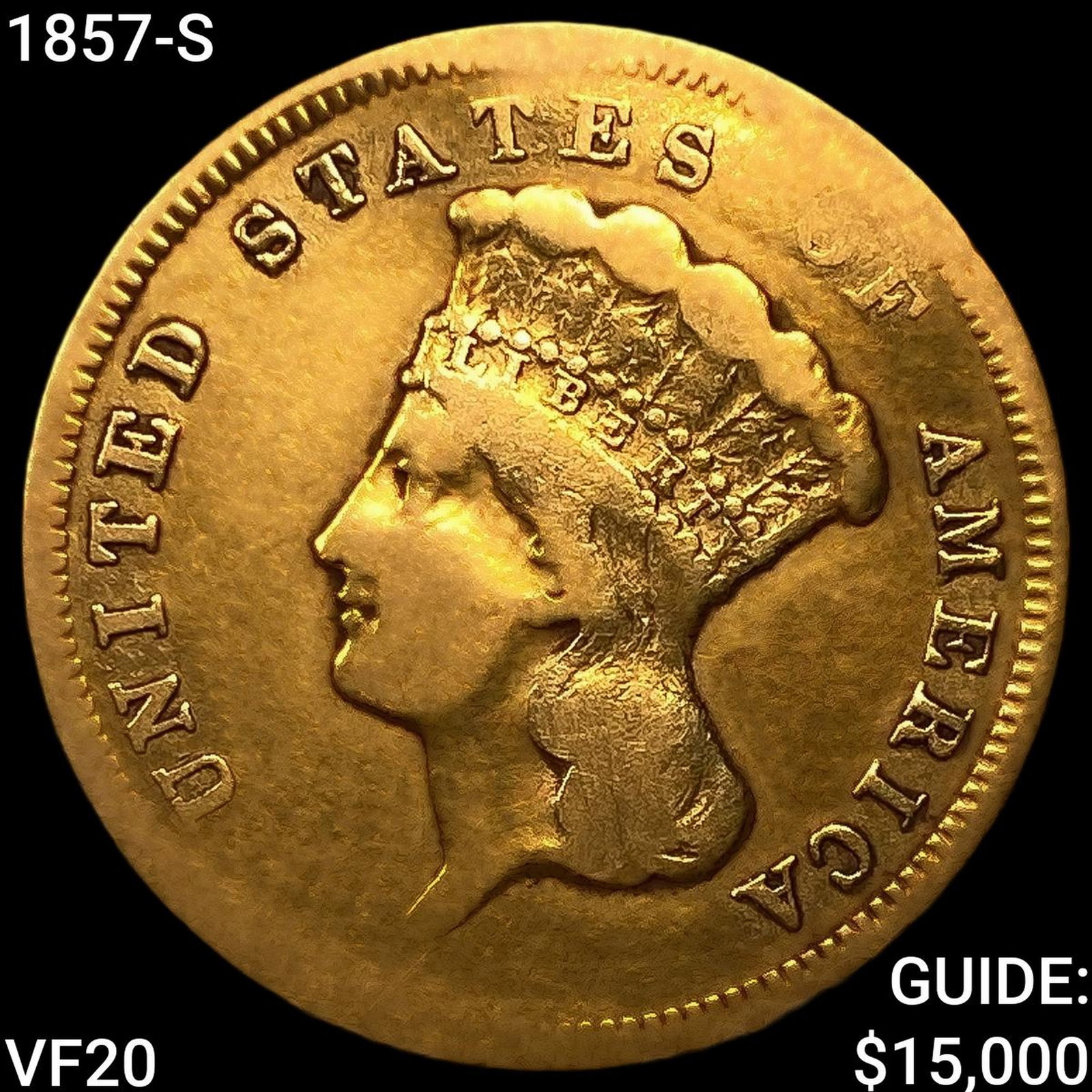 1857-S $3 Gold Piece (1 of 2)