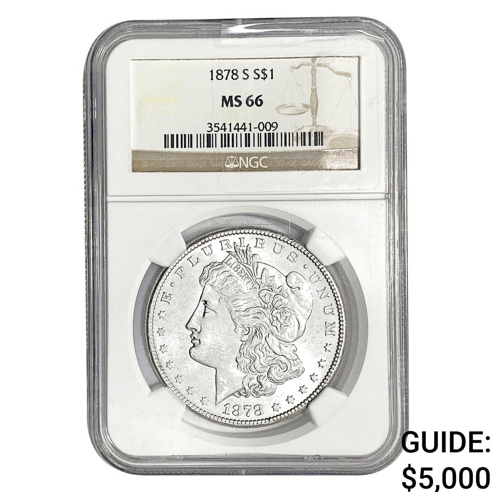 1878-S Morgan Silver Dollar NGC MS66: 1878-S Morgan Silver Dollar NGC MS66
