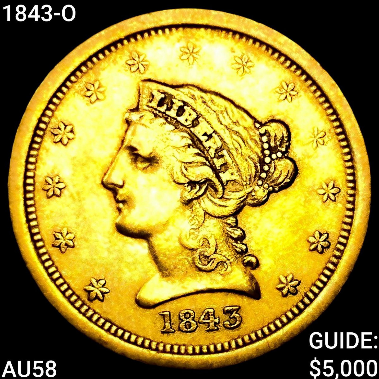 1843-O $2.50 Gold Quarter Eagle CHOICE AU (1 of 2)