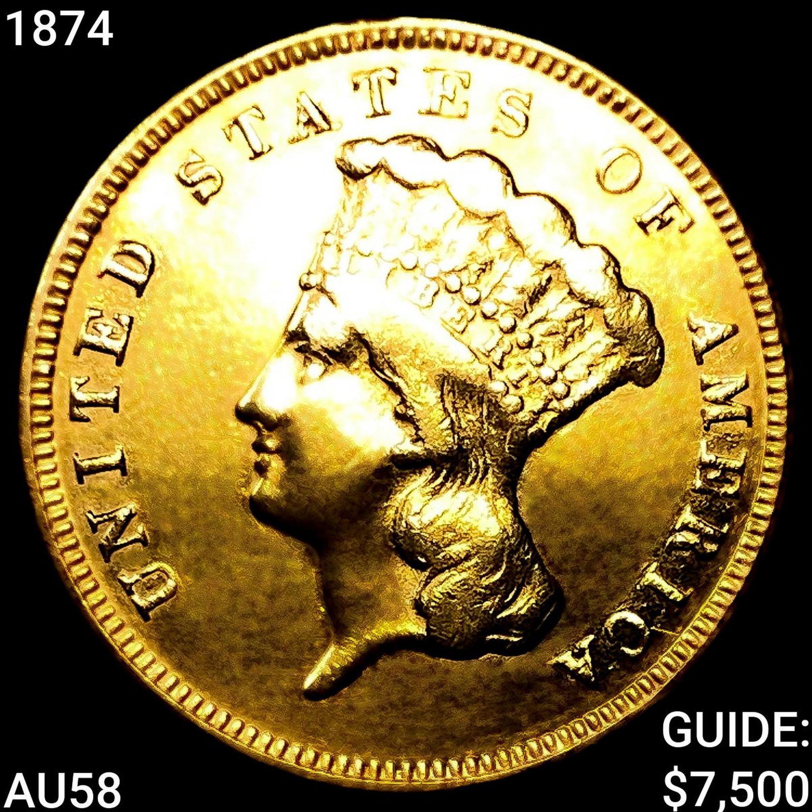 1874 $3 Gold Piece (1 of 2)