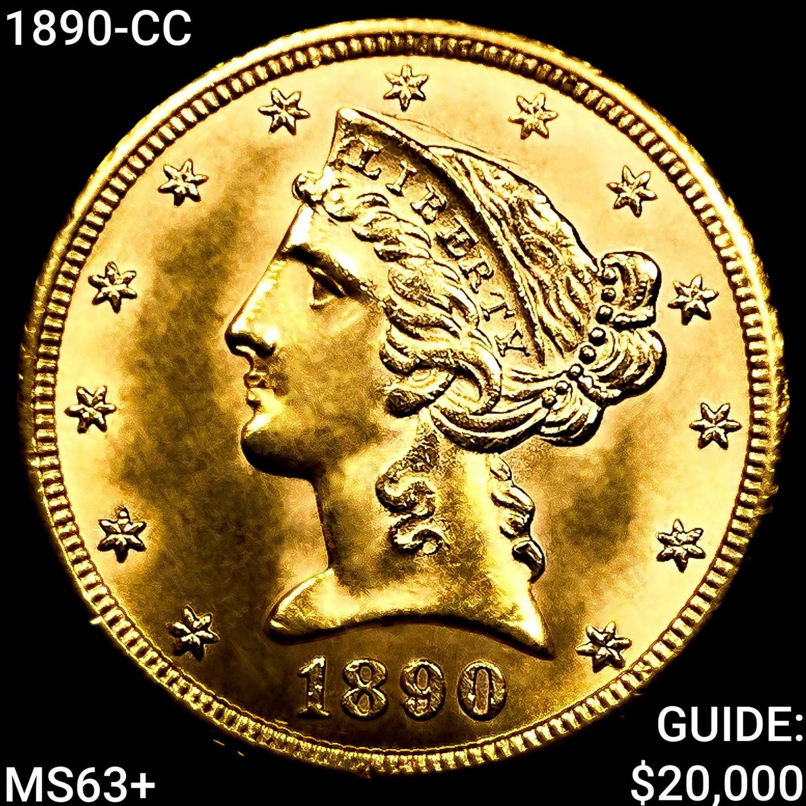 1890-CC $5 Gold Half Eagle CHOICE BU+ (1 of 2)